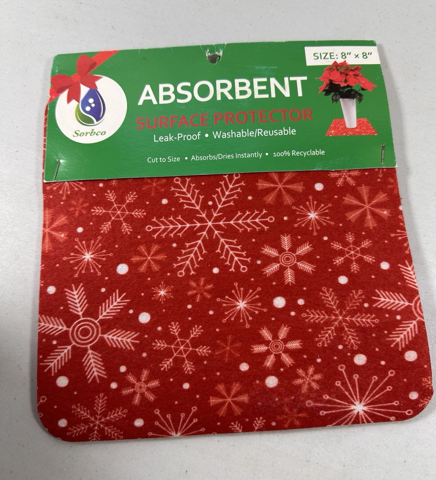 2pc Christmas Holiday Absorbent Surface Protector Mat 8X8 Plants Drinks