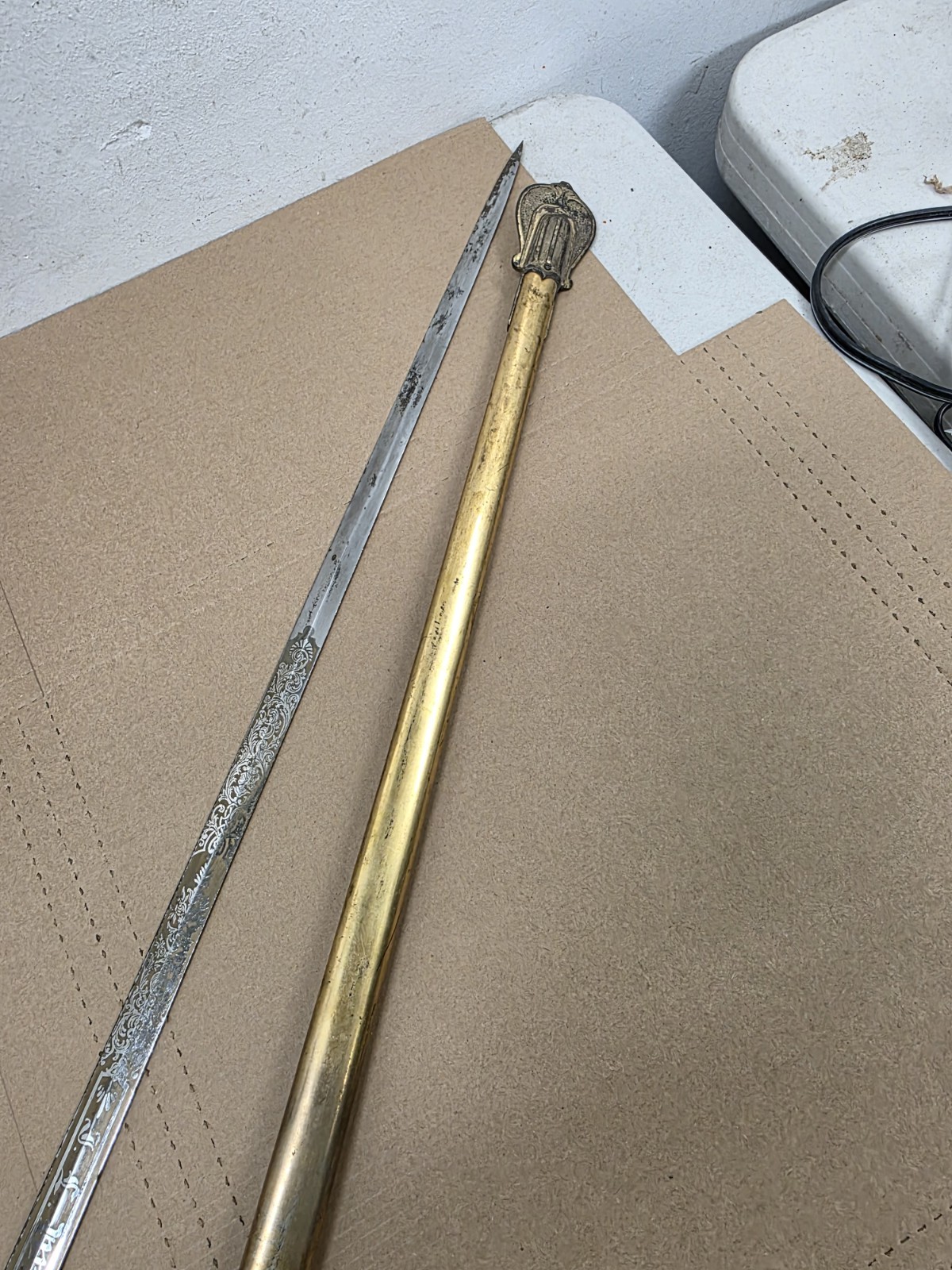 Vintage Late 1800s J.H. Wilson Knights Templar Ceremonial Sword Scrimshaw Handl