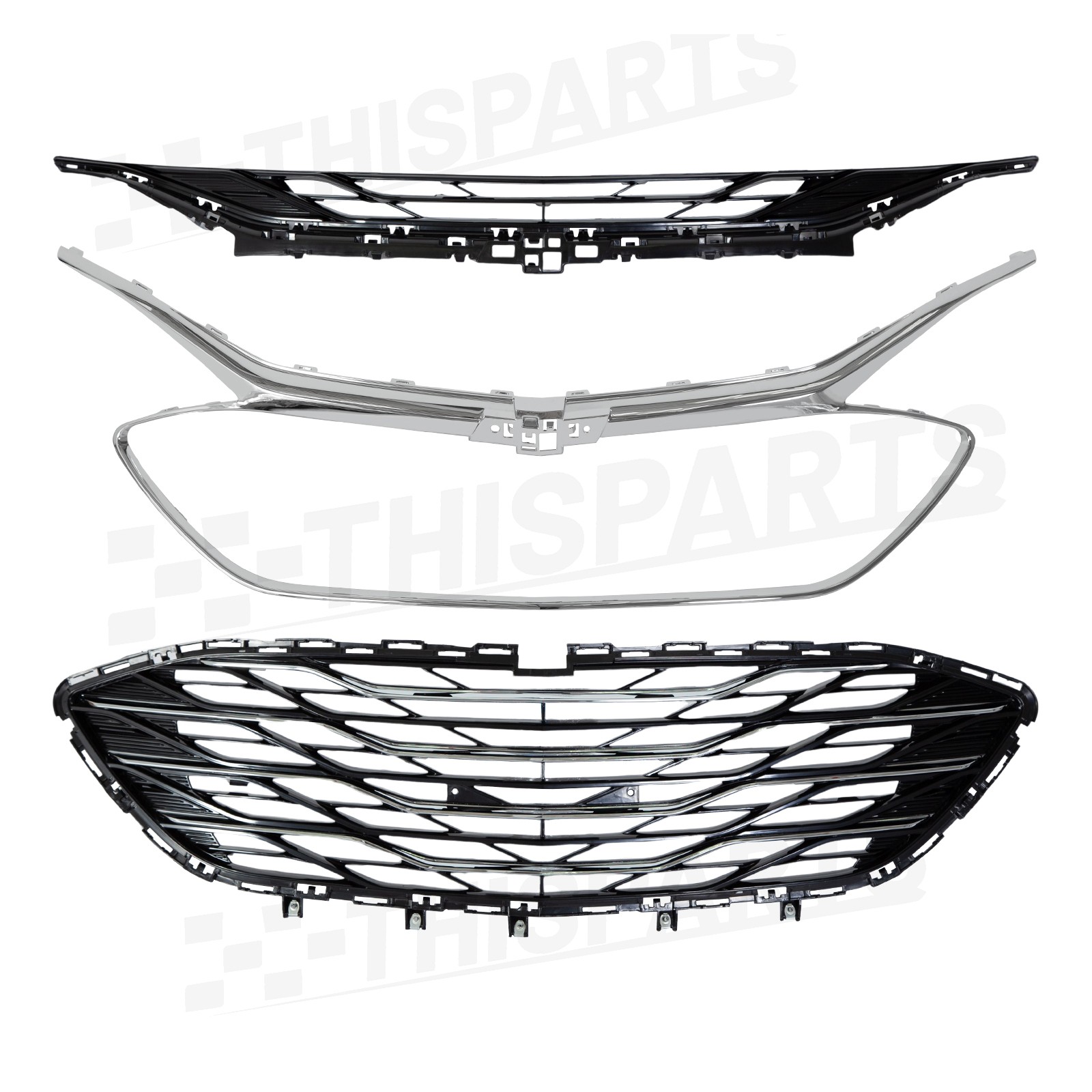 Front Upper Lower Bumper Grilles Valance Trim Bracket For 2019-2024 Chevy Malibu