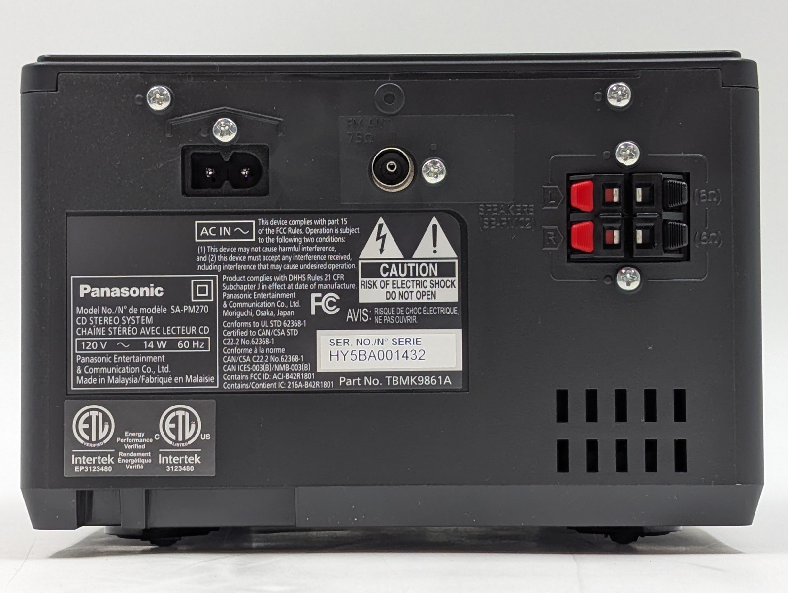 Panasonic Compact Stereo System w/ CD, Bluetooth & FM Radio (SC-PM270PP-K) Black