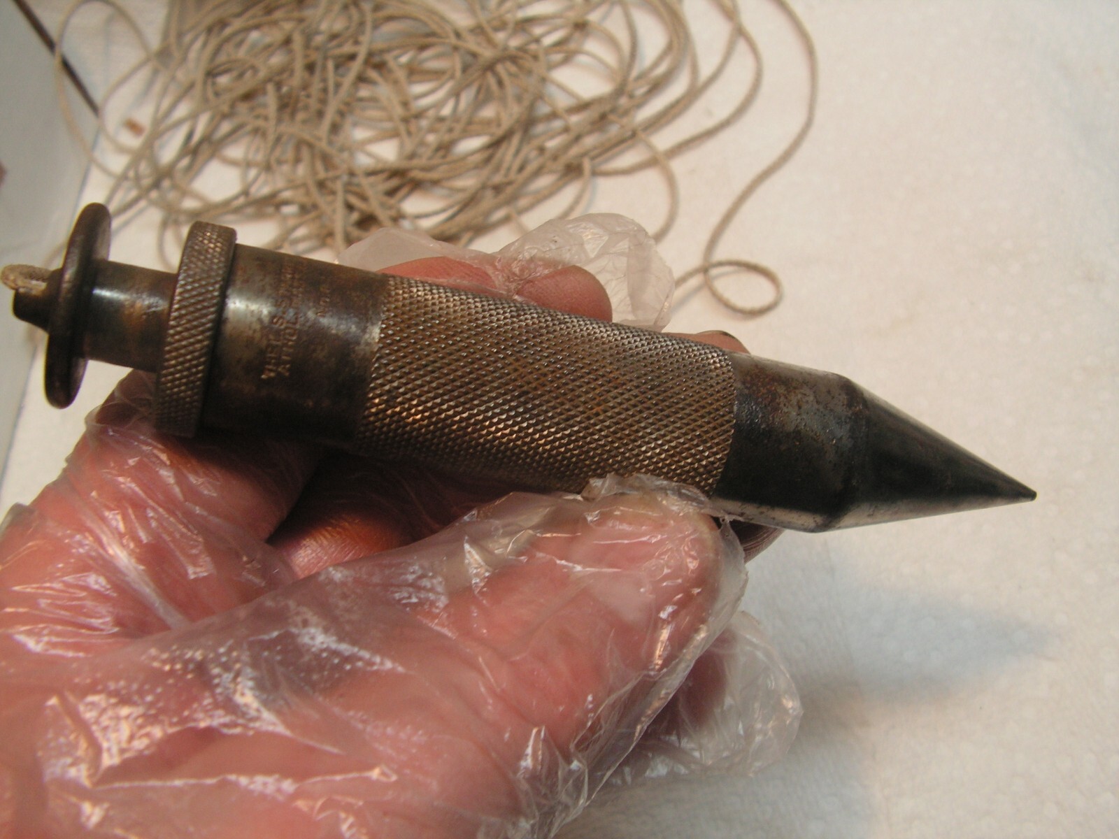 EMPTY NO MERCURY Vintage L.S. Starrett No. 87 Plumb Bob With Cord 27'