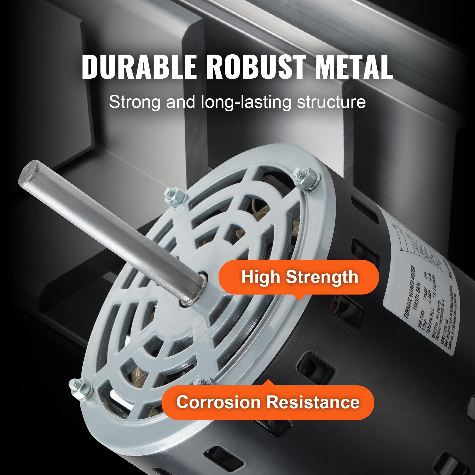 1/2HP Furnace Blower Motor 208-230V 2.7A 1075RPM 5 Speeds 48 Frame 1 Phase