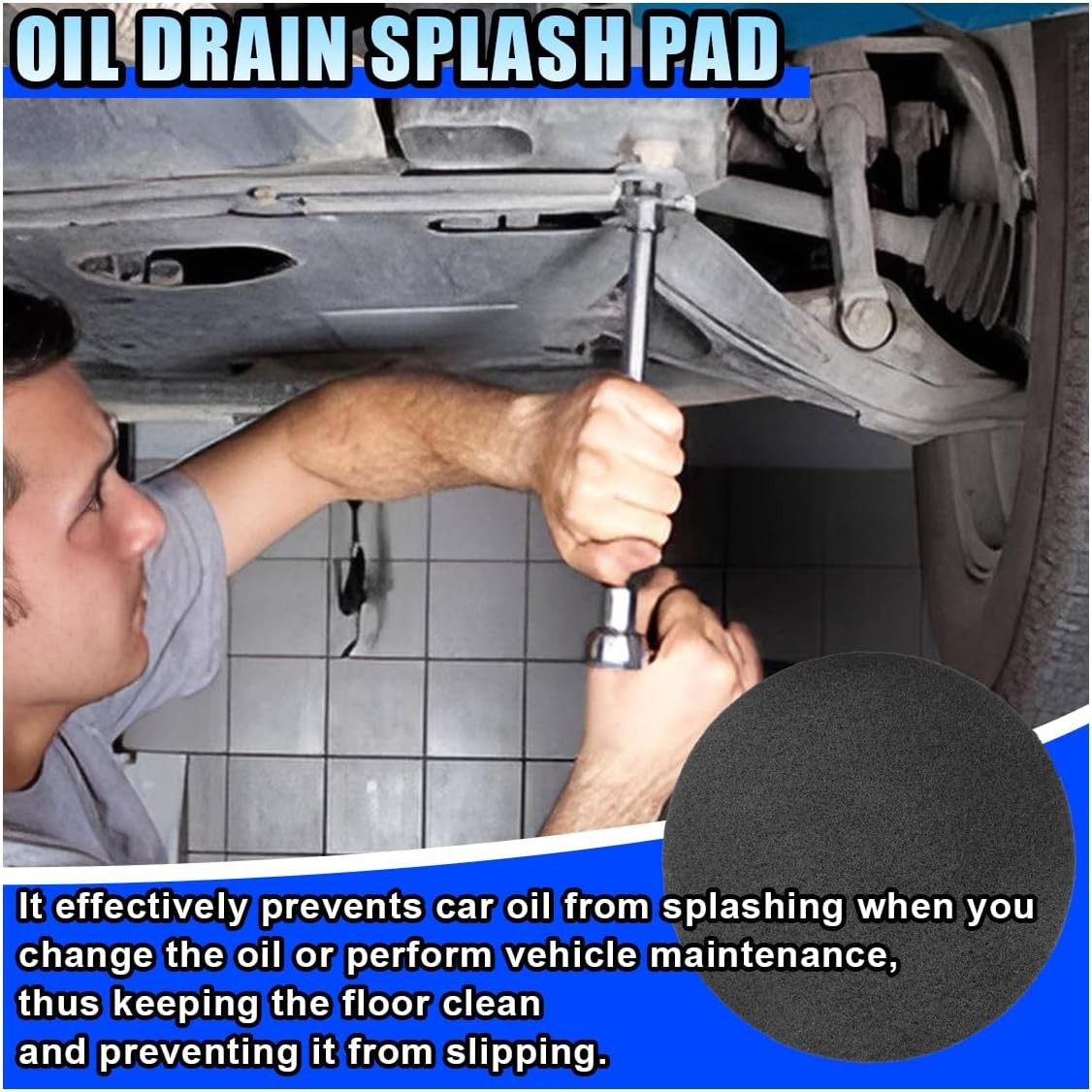 15'' Oil Drain Splash Pad, Round No Splatter Pad for Car Changing...