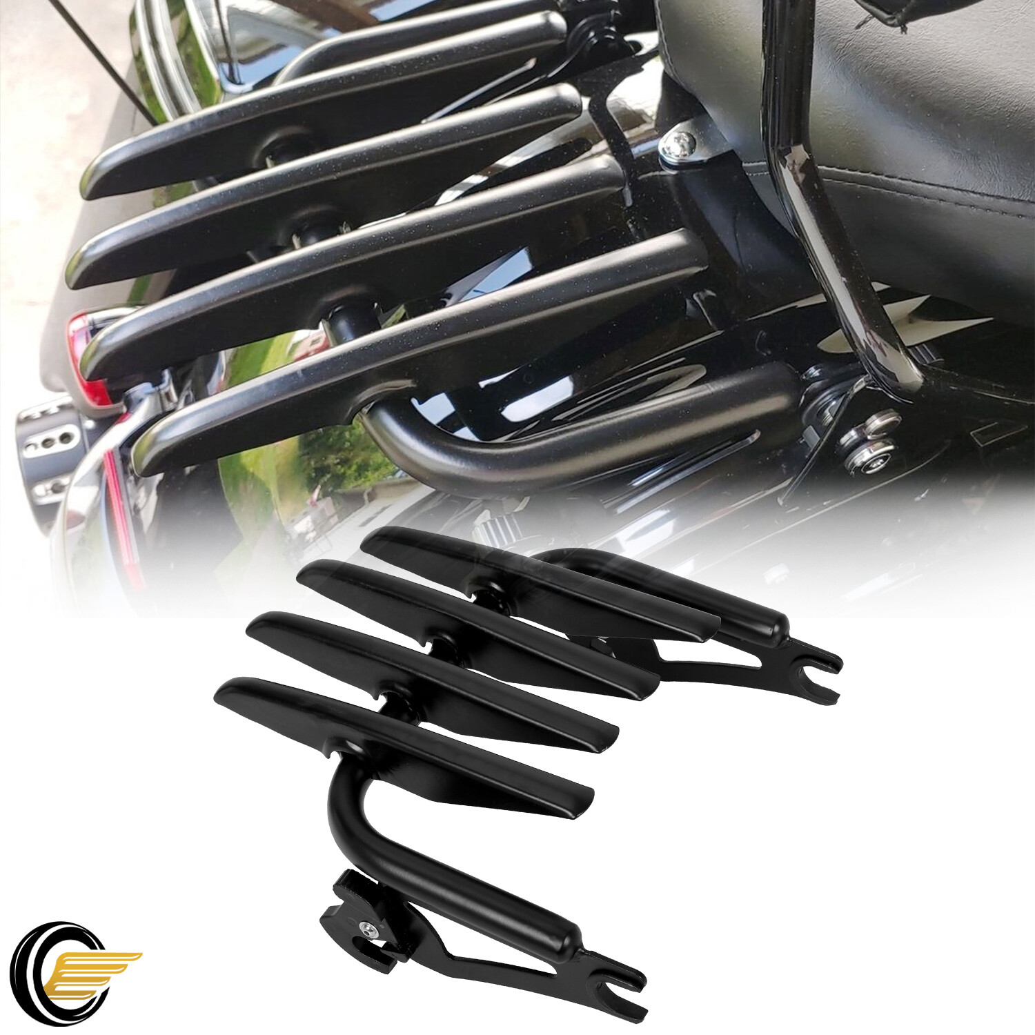 Black Detachable Stealth Luggage Rack For Harley Touring Road King Glide 09-24