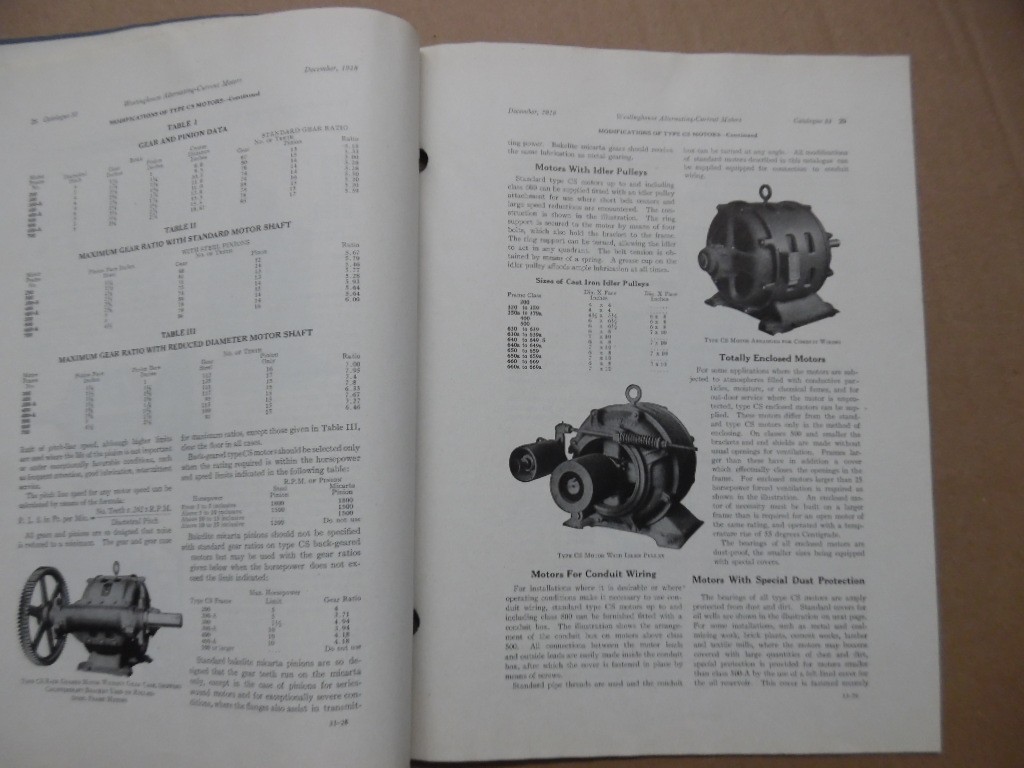 1918 Westinghouse Alternate Current Electric Motors Catalog Squirrel Cage More
