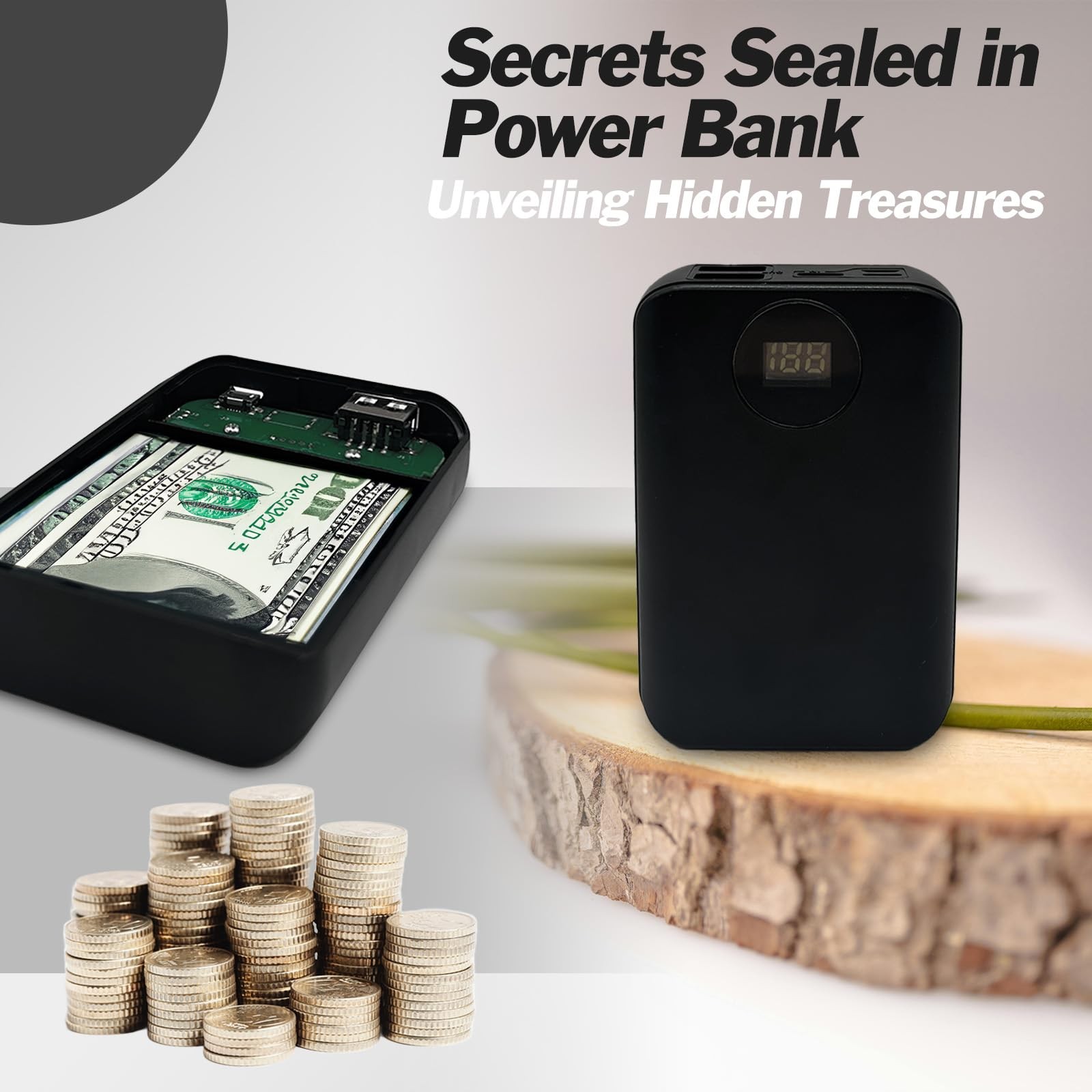 Diversion Safe Power Bank-Hidden Storage Compartment for Valuables, Secret ,