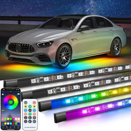 Car Underglow LED Lights,4 Pcs Dream Color Chasing Strip 4 Pcs Dream color