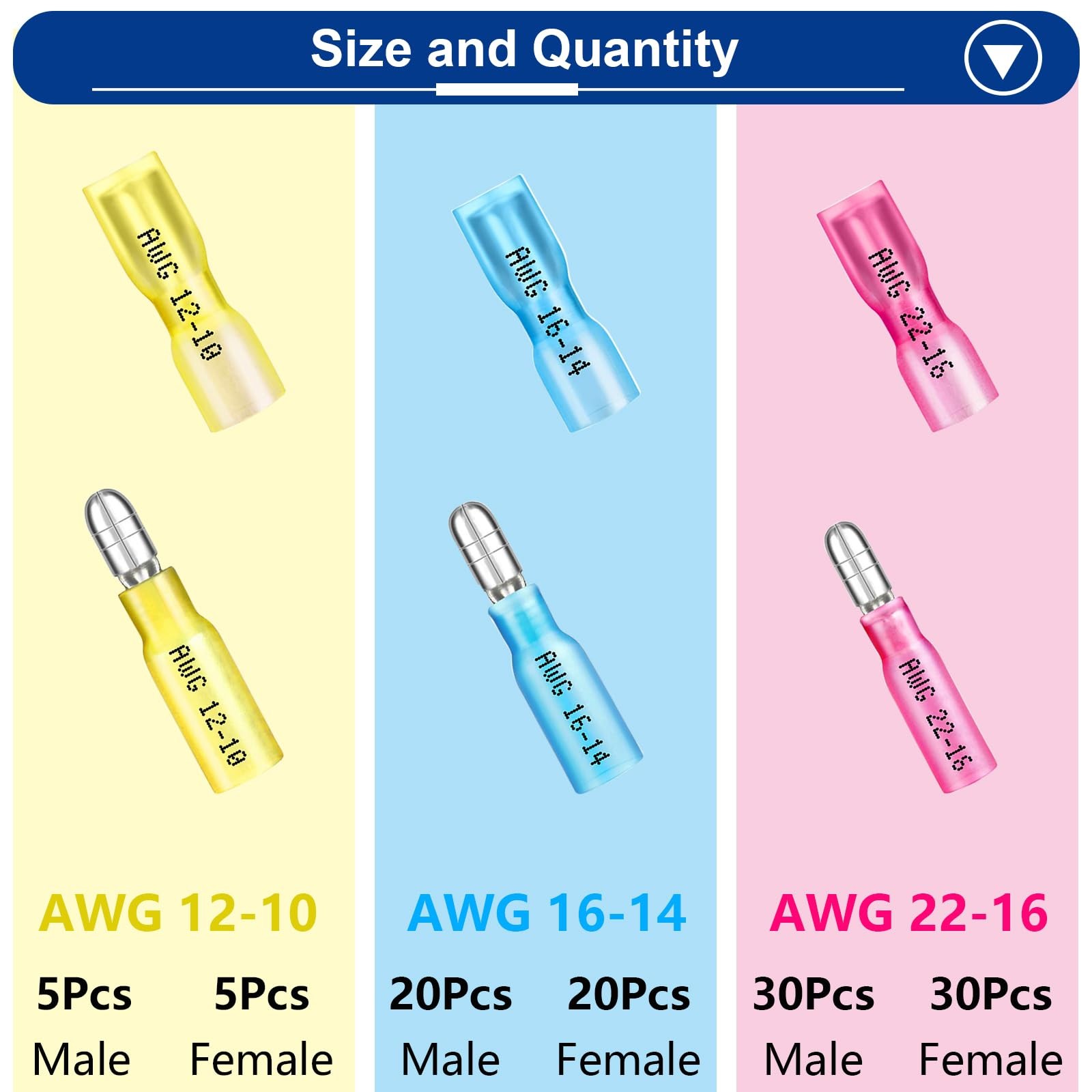 110Pcs Heat Shrink Bullet Wire Heat shrink style 111PCS Bullet Connectors