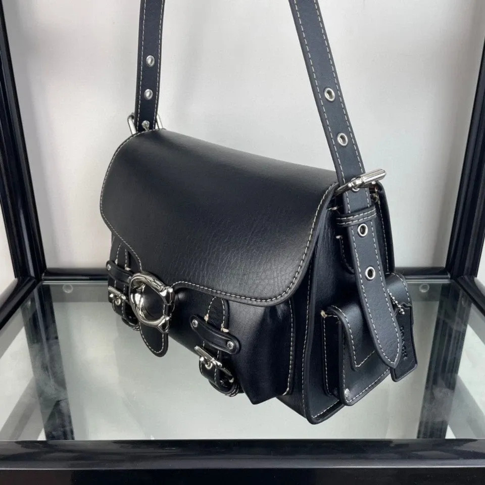 COACH CT721 Black Cargo Soft Tabby Shoulder Bag Crossbody bag Out rp655