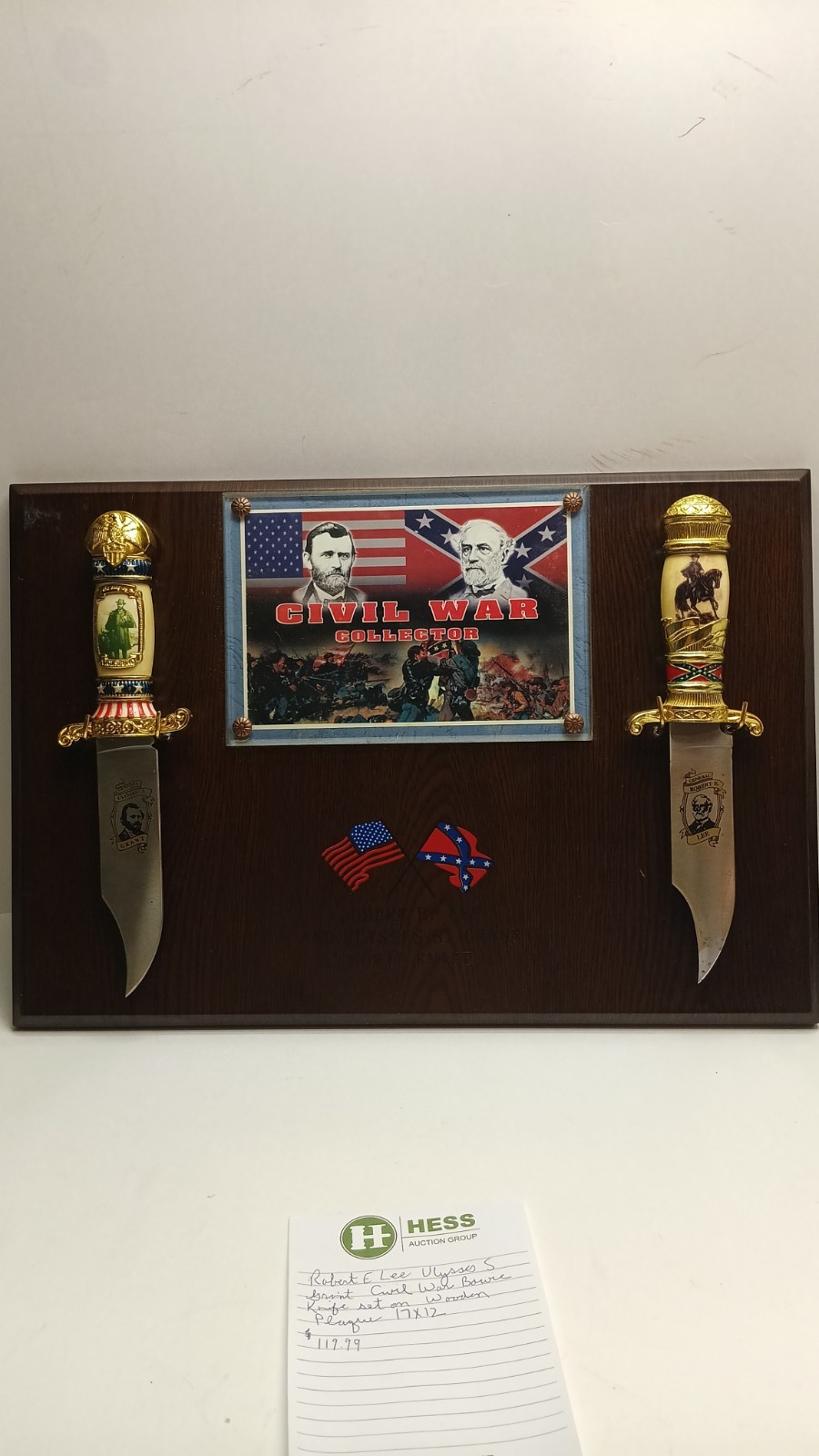 Bowie Knives Robert E Lee And Ulysses S Grant Civil War Wooden Plaque 17" x 12 "