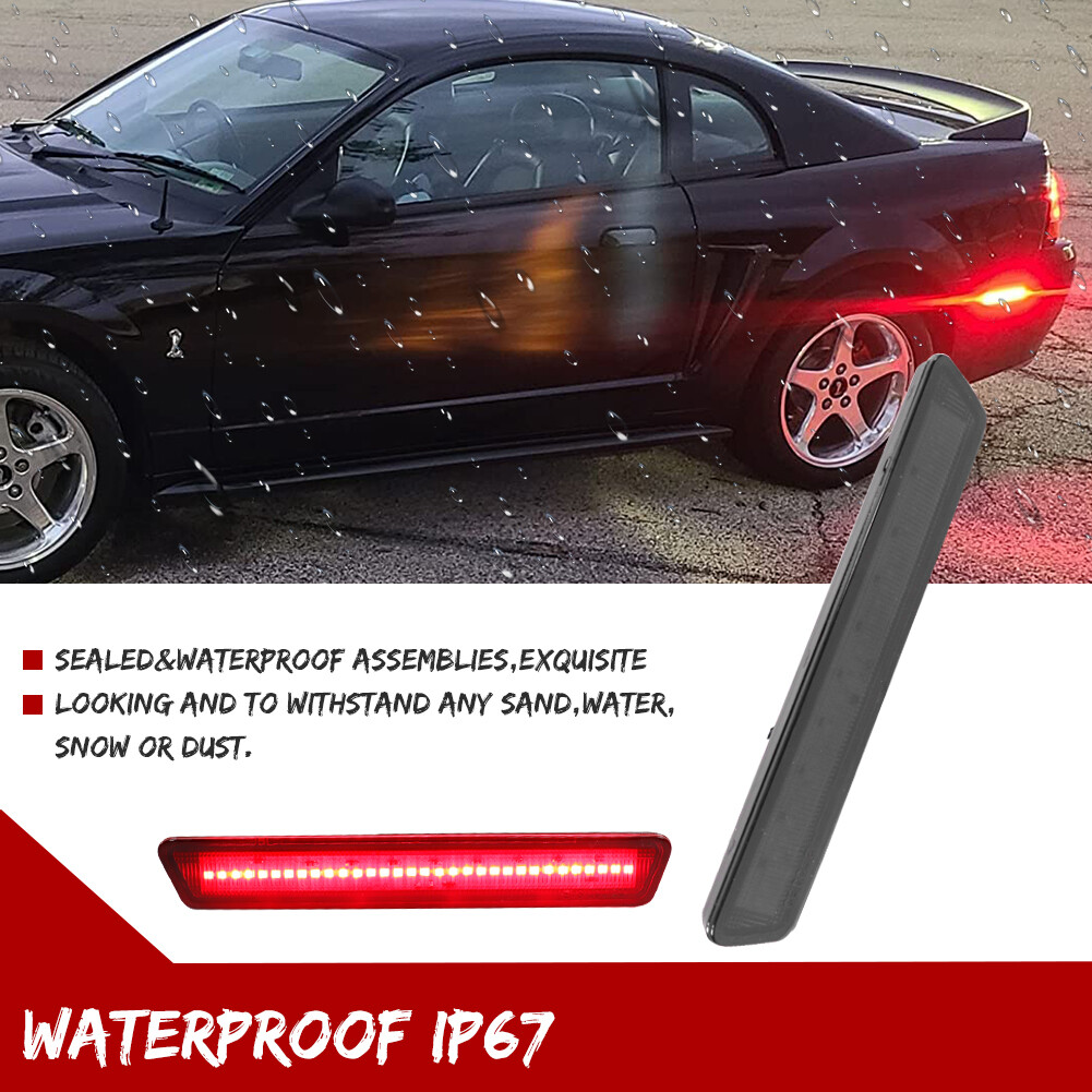 2Pcs Smoked Lens Rear LED Bumper Side Marker Lights For 1999-2004 Ford Mustang