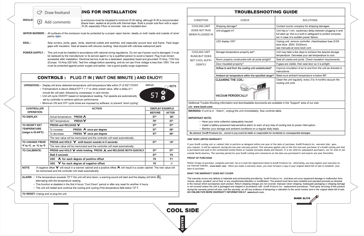 KoolR Magnum Through-the-wall Wine Cellar Cooling unit - Brand New
