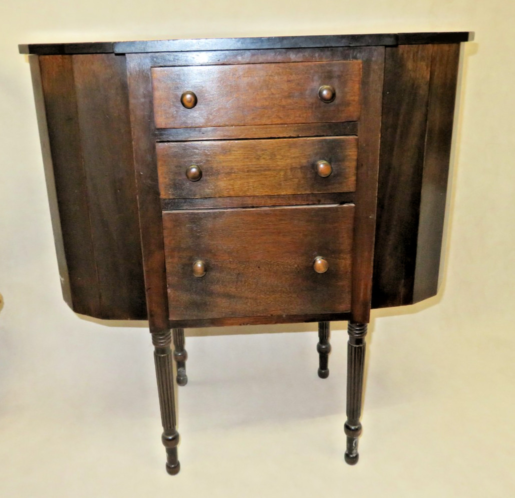 Antique 29" Imperial Solid Mahogany Martha Washington 3-Drawer Sewing Cabinet