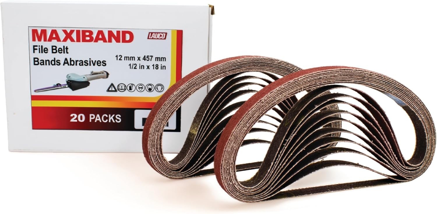 Red File Sanding Belt Abrasive 1/2 in x 18 IN- Pack of 20 - GRIT 60 - 31746