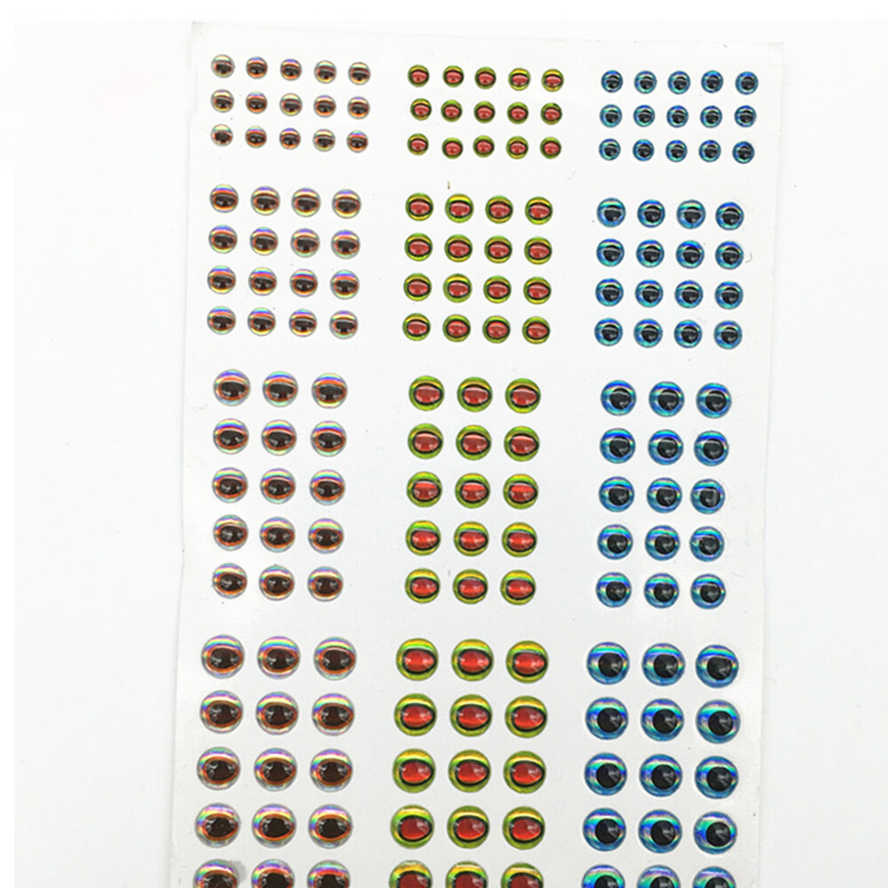 732Pcs Fishing Lure Eyes 3mm-4mm-5mm-6mm 3D Holographic Eyes Fly Tying Jig Craft