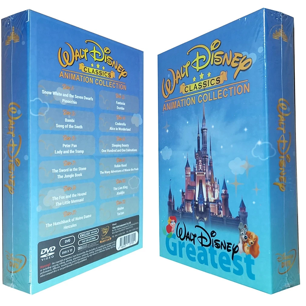 Walt Disney Classics 24-Movies Film Animation (DVD 12-Disc Box Set) Region 1.