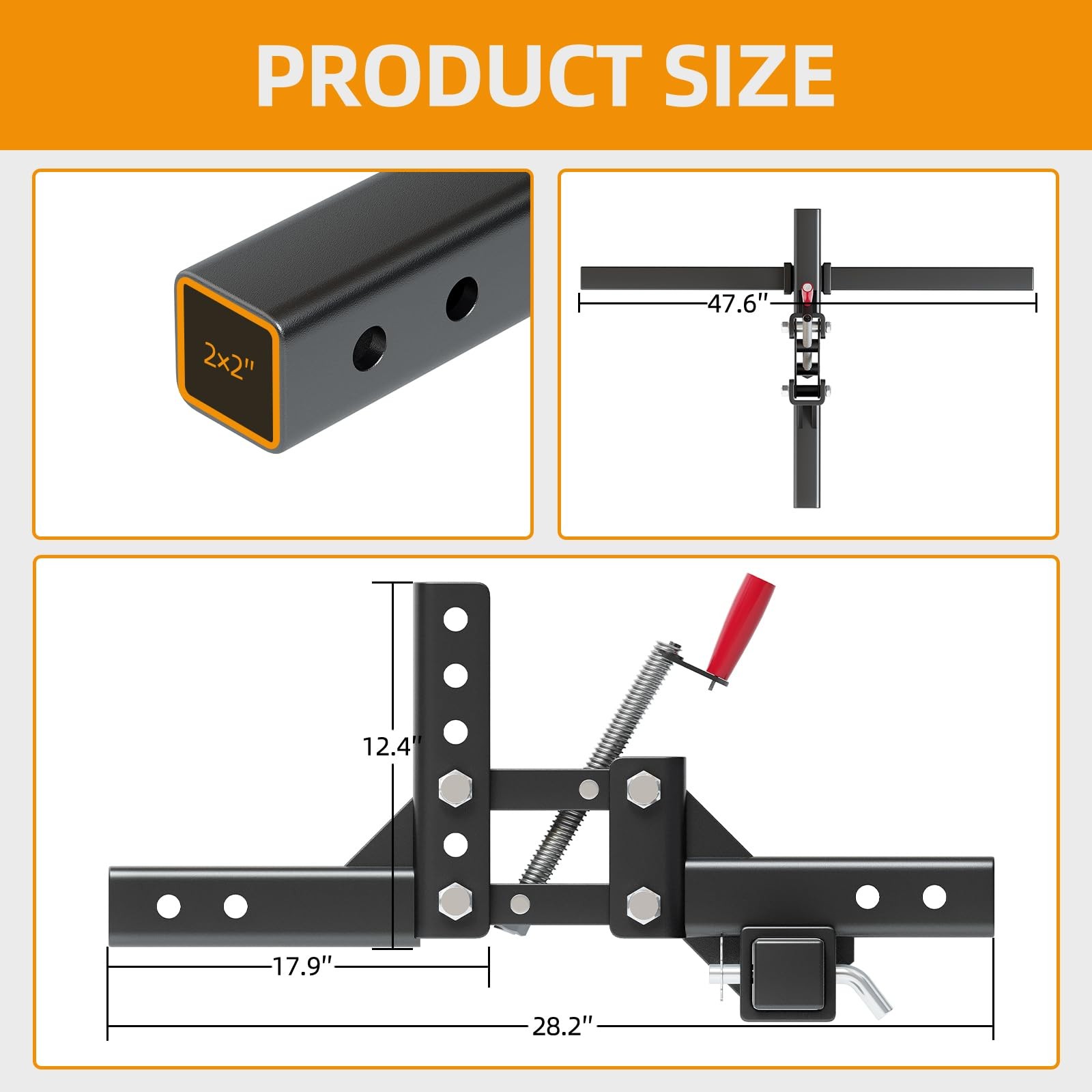 Manual Implement Lift ,1-Point Lift System for ATV/UTV Tractor with 2" Receiver