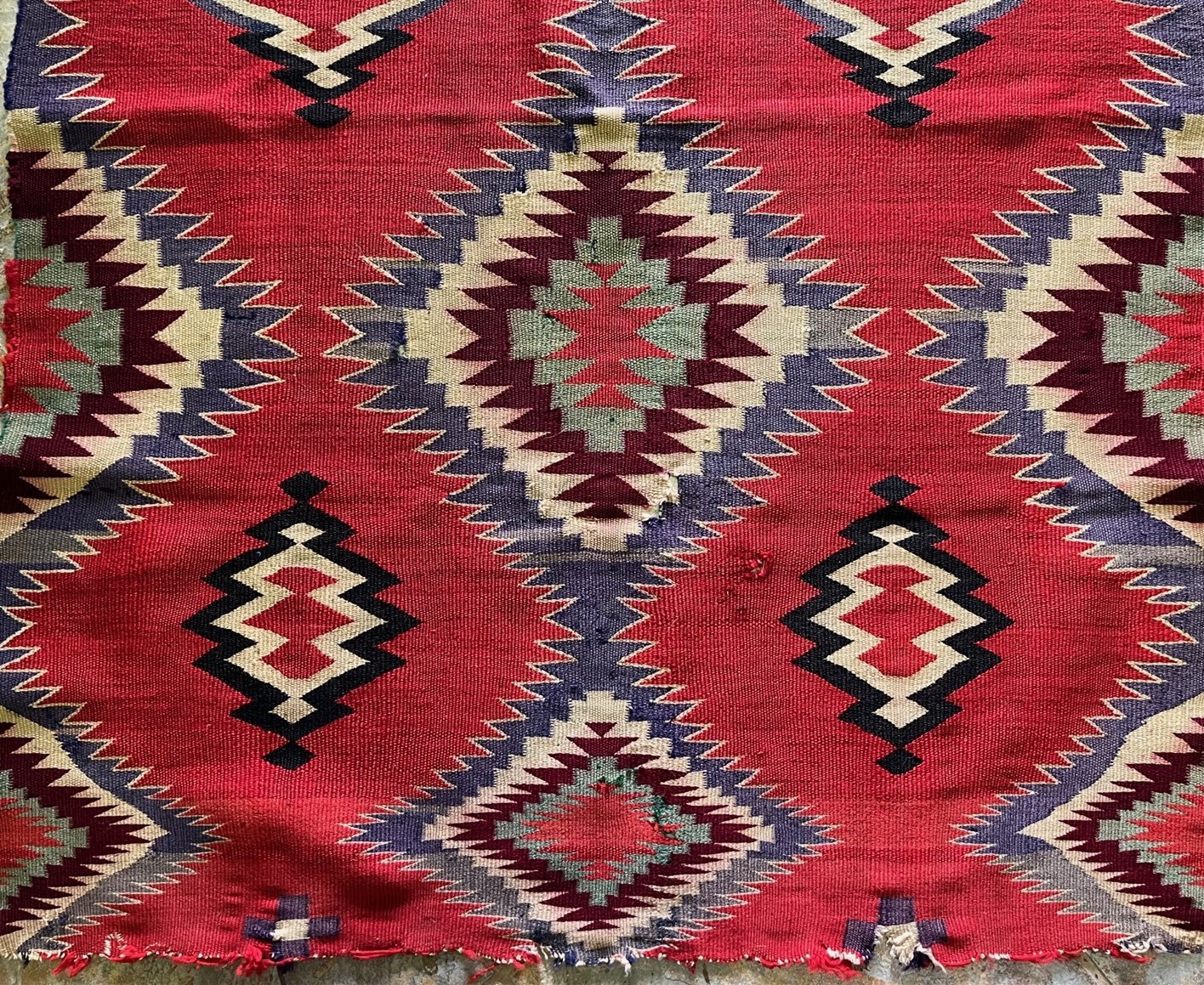 Beautiful Antique Navajo Germantown Panel Saddle Child's Blanket Rug 50" x 36.5