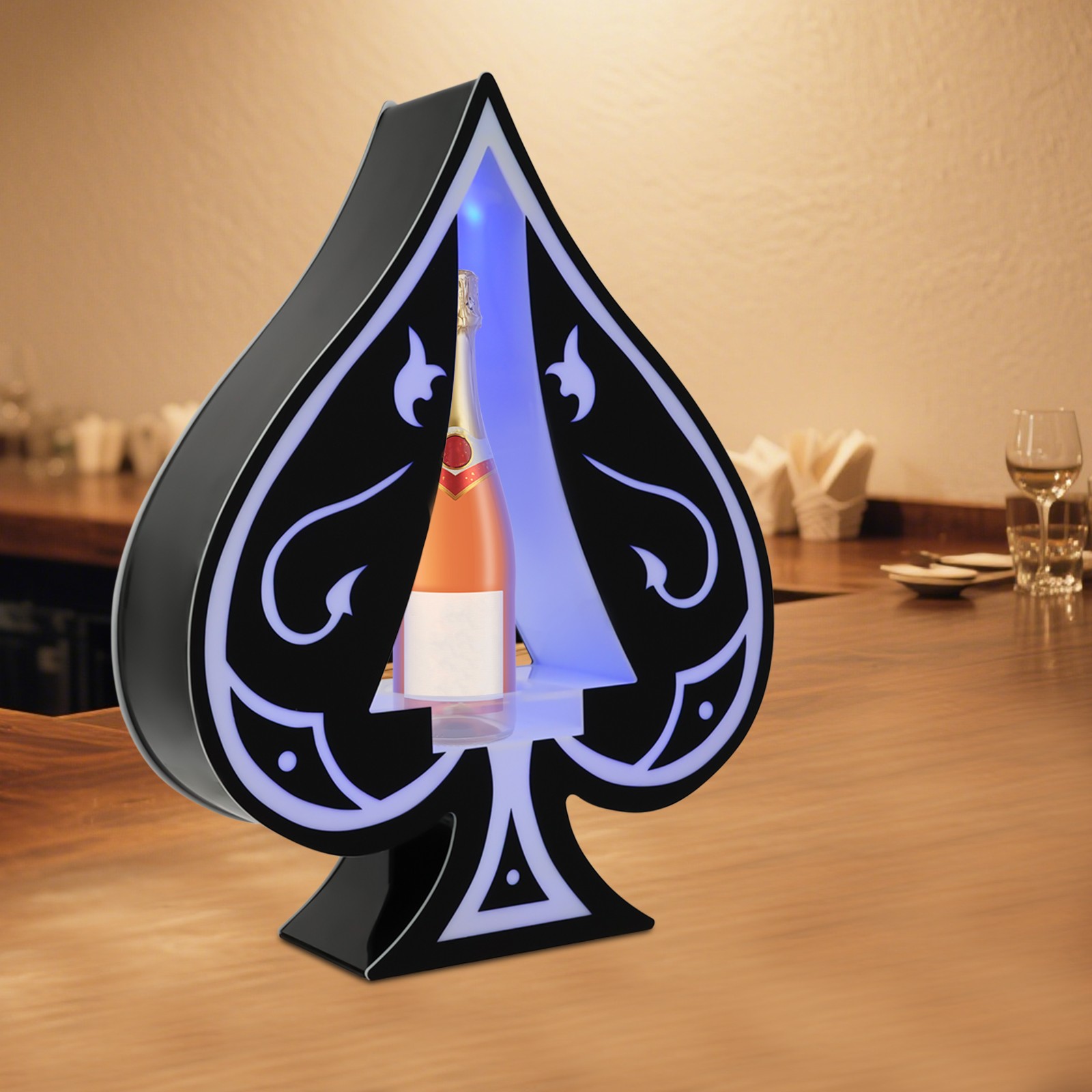 LED Lighted Liquor Bottle Display Ace of Spades Champagne Bar Bottle Stand Shelf
