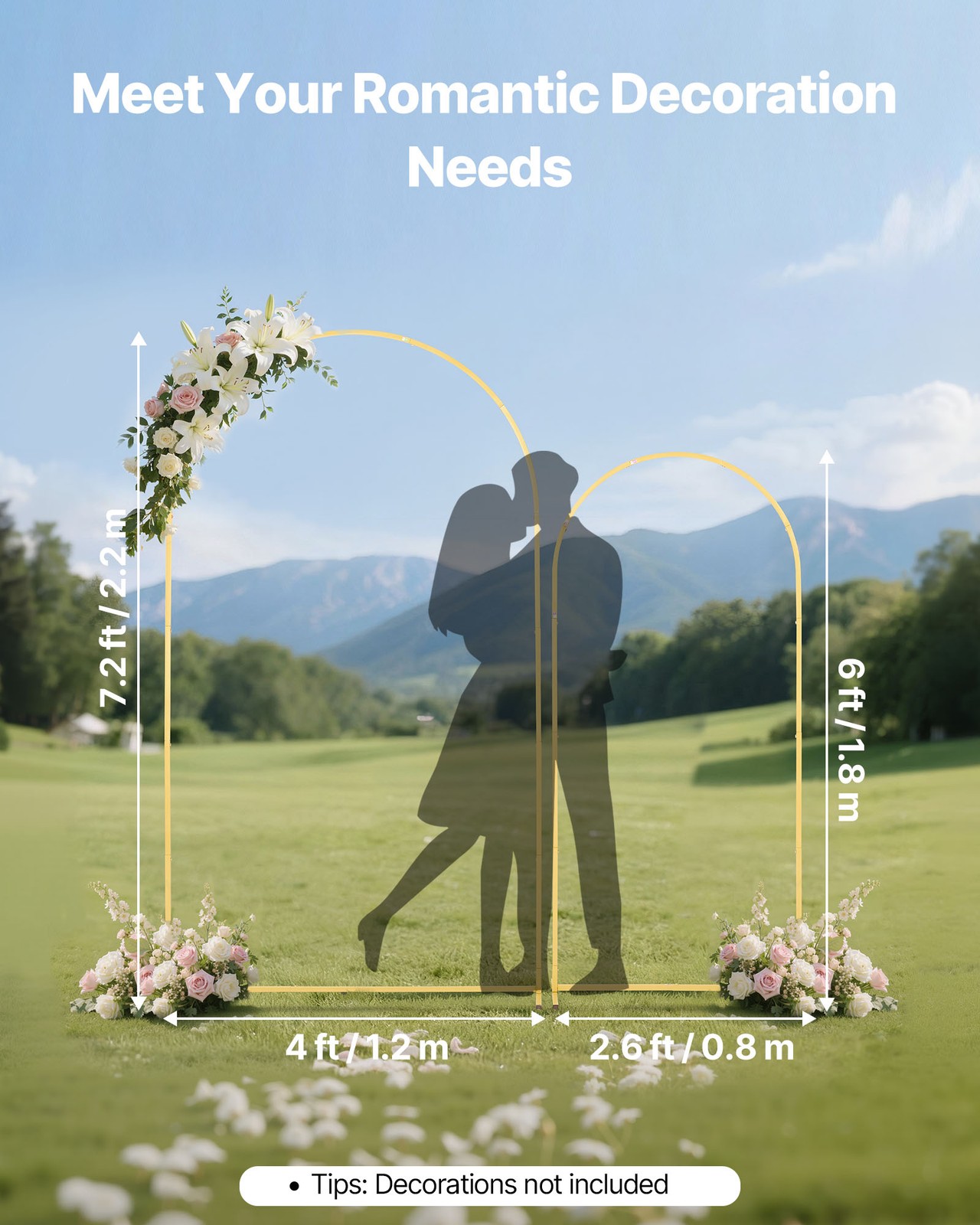 VEVOR Arch Backdrop Stand Metal Arch Backdrop Stand 7.2 ft and 6 ft Set of 2