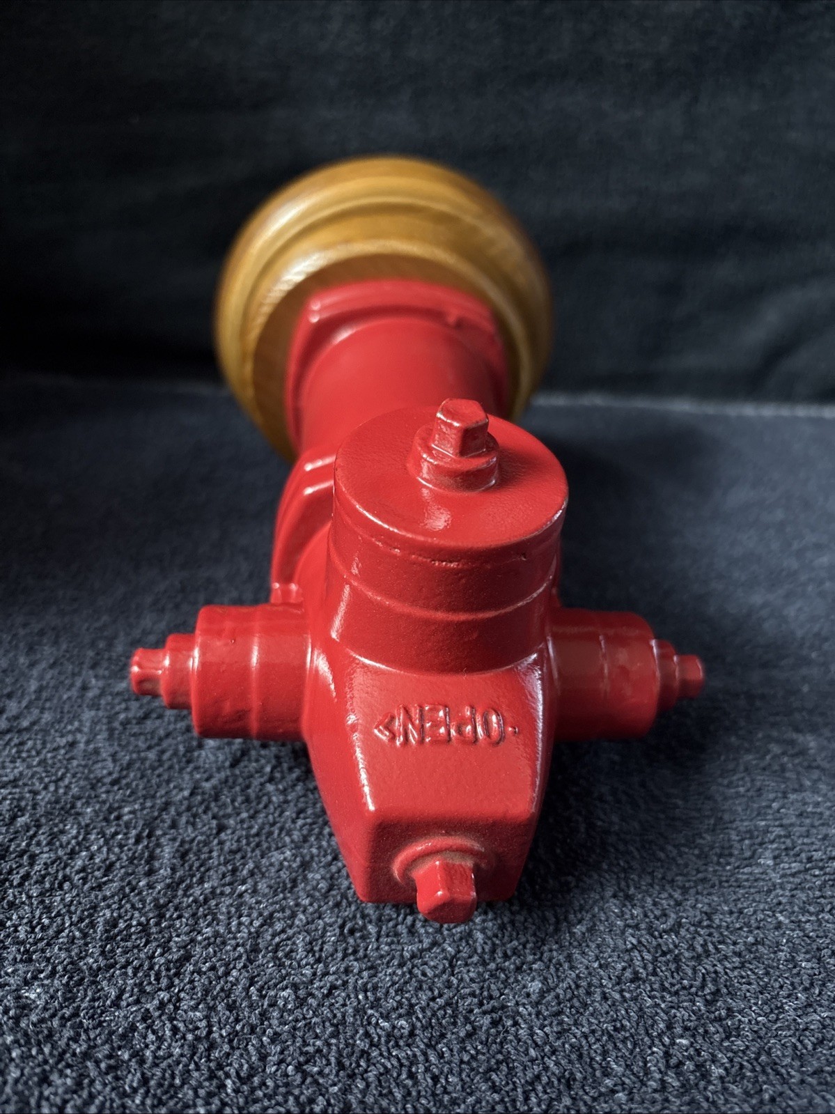 Vintage Fire Hydrant Waterous Desktop Heavy Metal Salesman Sample Wood Base Red