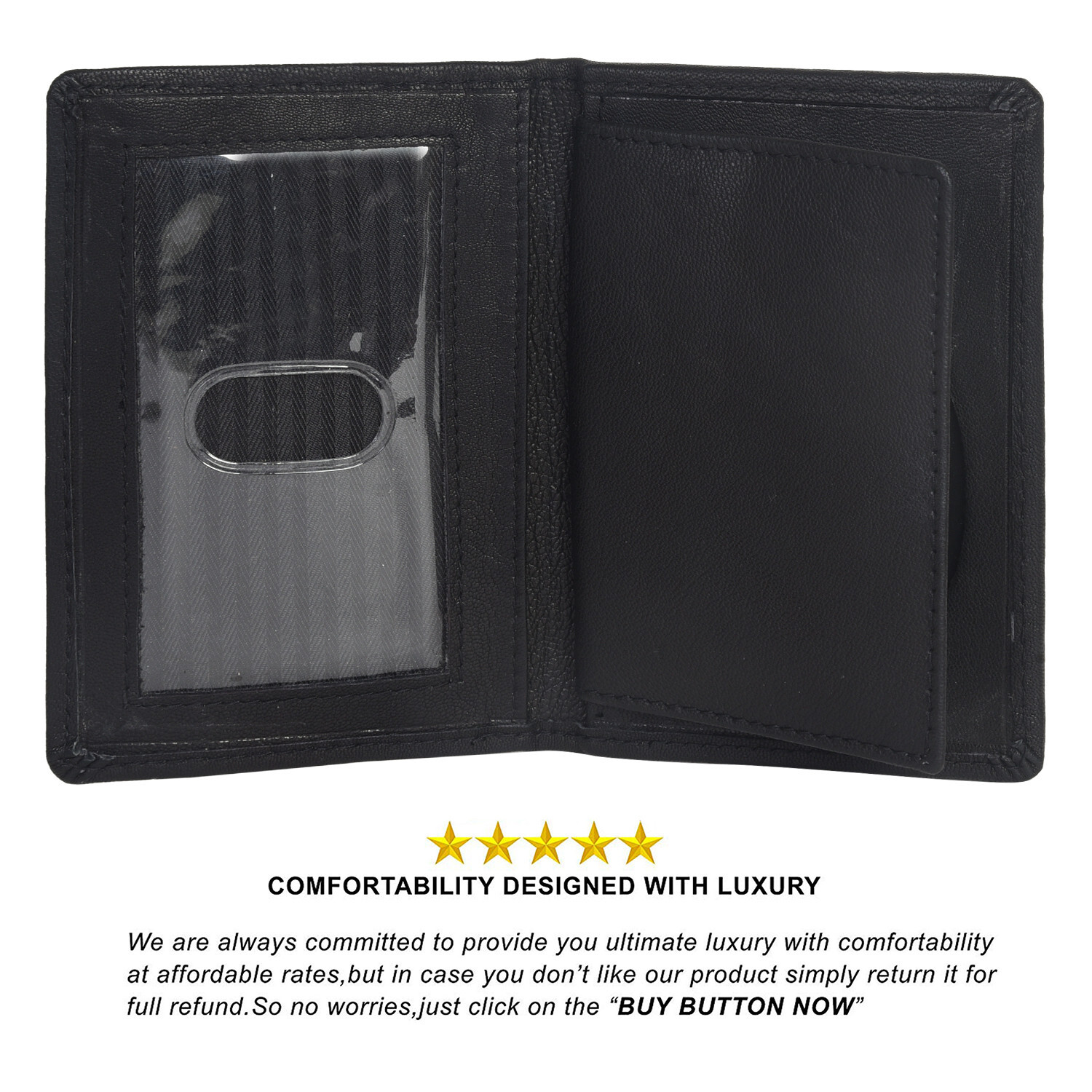 POLICE ID BADGE HOLDER SHIELD BADGE BIFOLD NEW BLACK GENUINE LEATHER