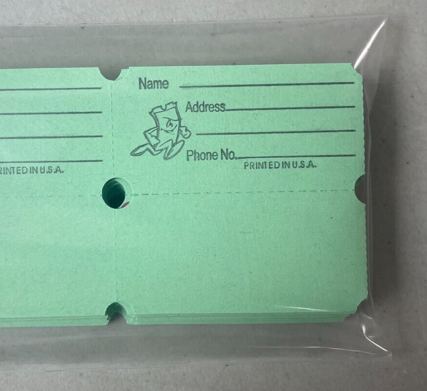 100 Double Stub Raffle Tickets 50/50 Split the Pot Packaged as Pictured