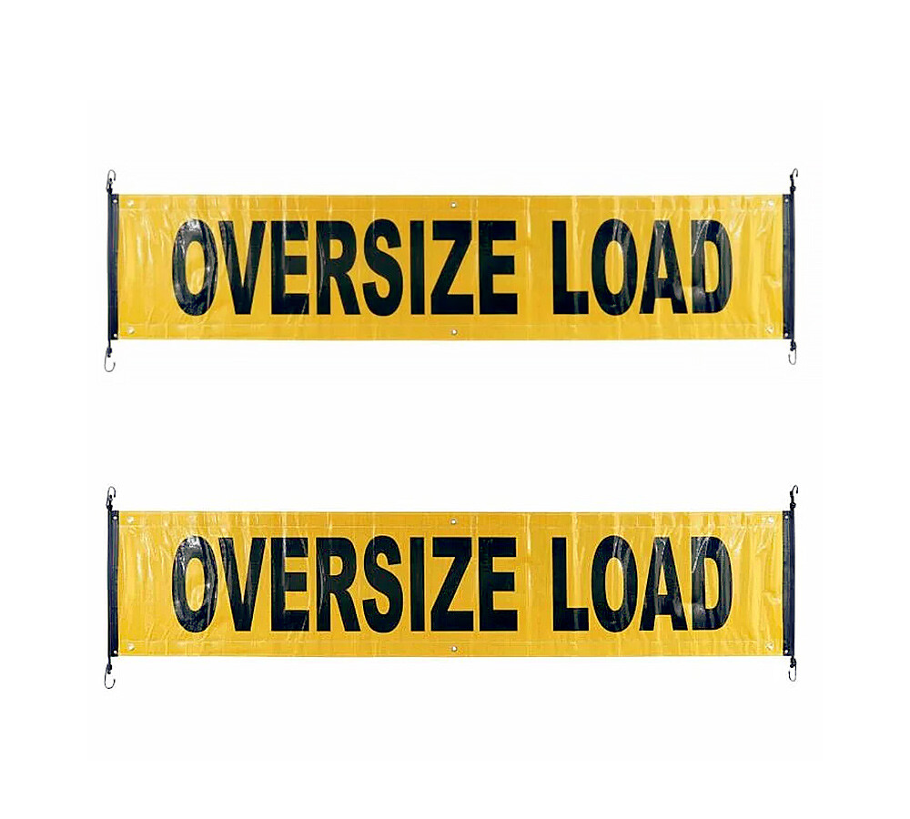 2 PK 18"x84" Reflective Oversize Load Sign Banner for Trucks, Trailer w/Bungee