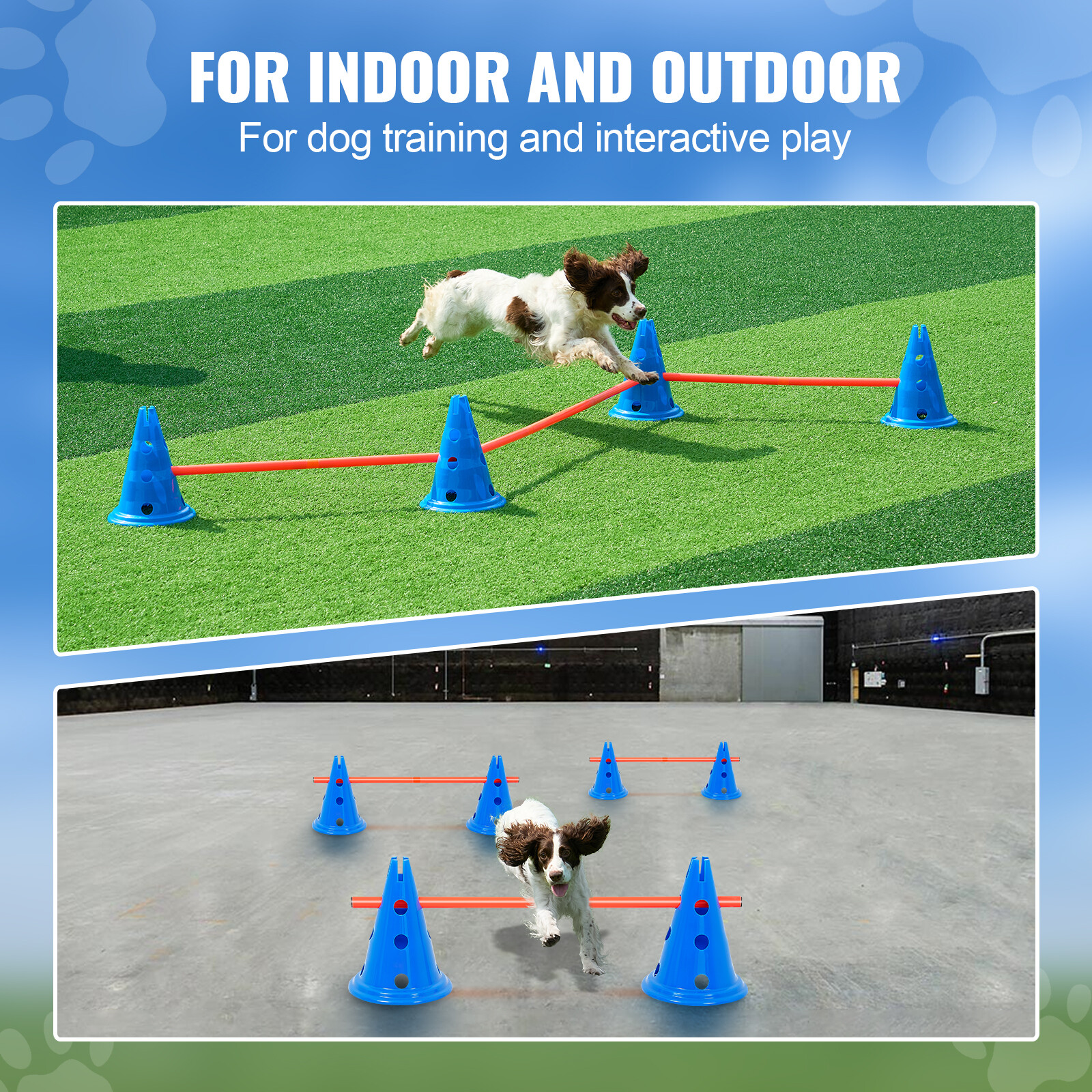 Dog Agility Training Hurdle Cone Set 6 PCS Kit-12 xCones 6 xAgility Rods w/ Bag