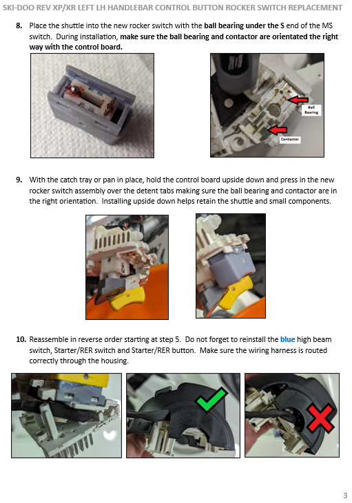 Ski-Doo Skidoo Rev XP Grip Warmer Button Rocker Switch Replacement