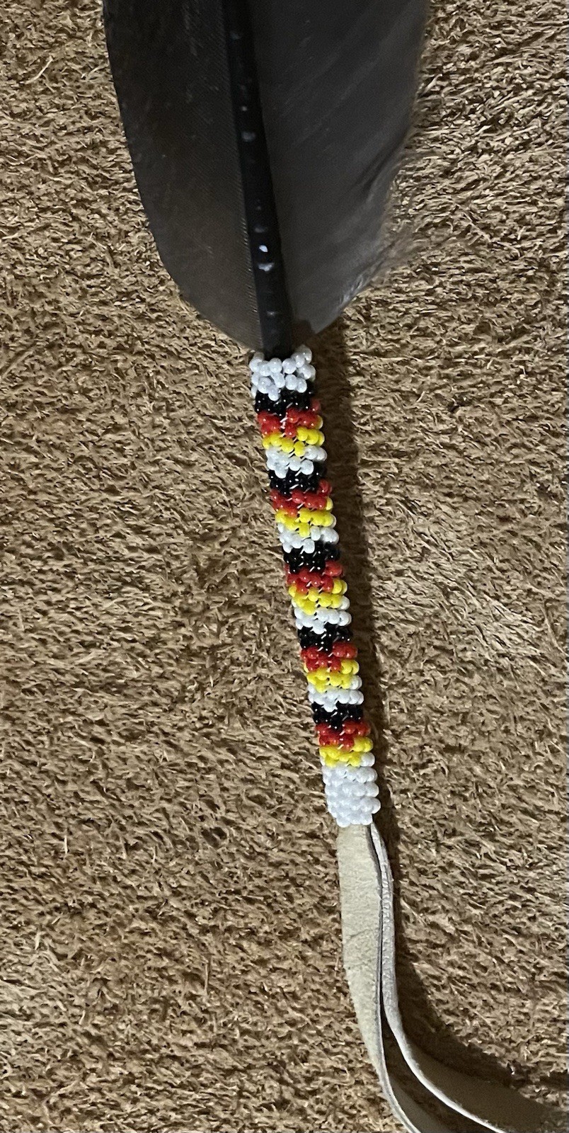 Native American Lakota Sioux Beaded Feather.