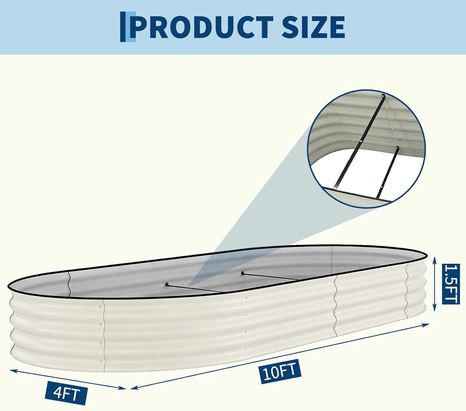 Galvanized Raised Garden Bed Outdoor, 10x4x1.5 ft Metal Planter Box for Flowers