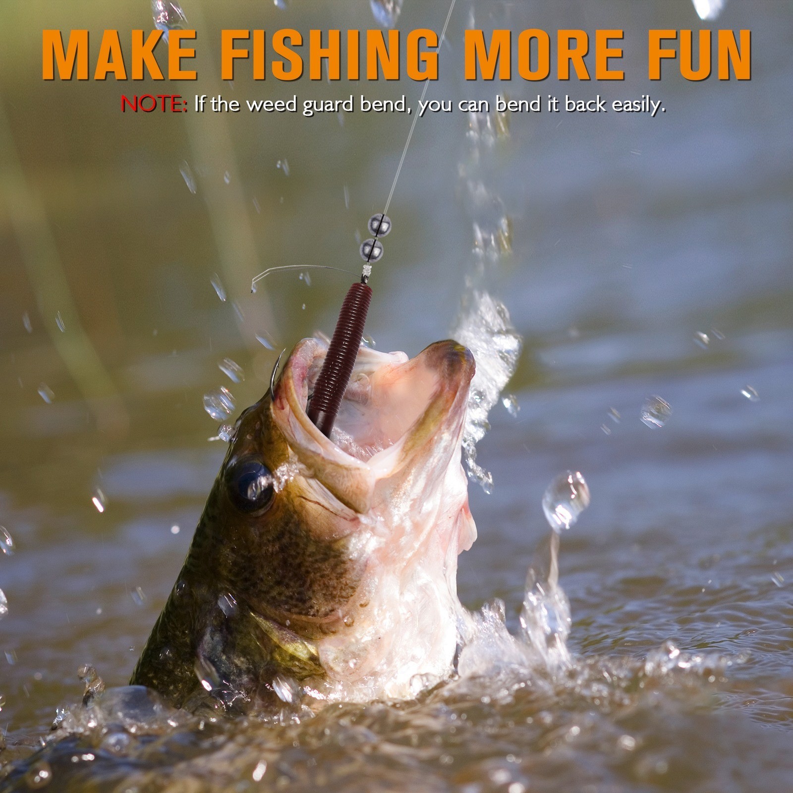 Dovesun 30PCS Weedless Worm Hooks - 2/0 V Fishing Hooks for Wacky Rig Texas Rig