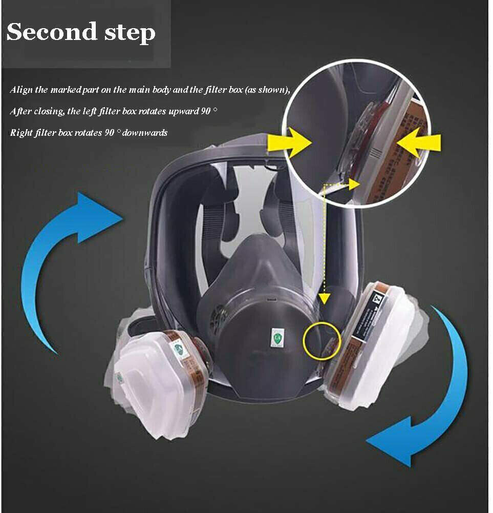Full Face Gas Mask Painting Spraying Respirator w/Filters Set for 6800 Facepiece