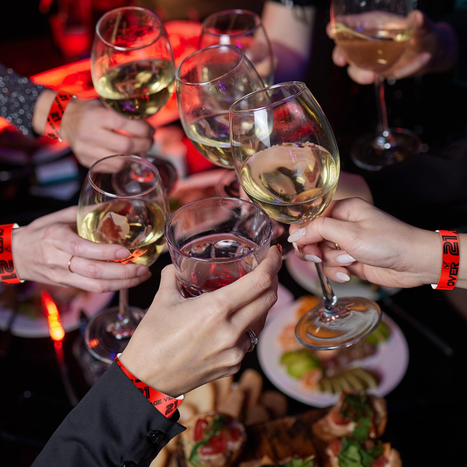 600 Pcs over 21 Wristbands for Events Red Waterproof Wrist Bands Paper Wrist