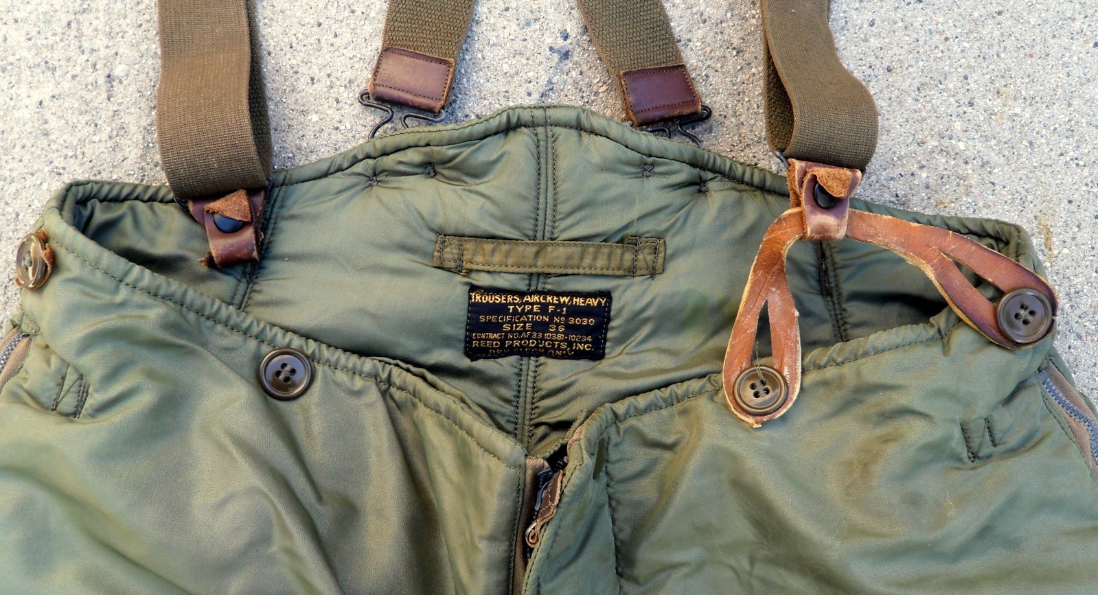 Vtg 50s US Air Force Type F-1 Aircrew Trousers Flight Pants Sz 36 Crown Zipper