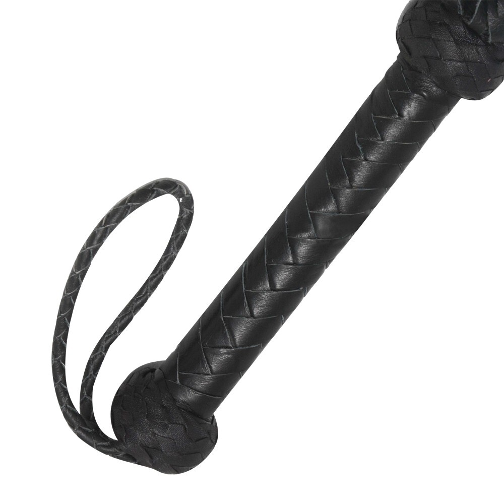 Real Cow Hide Black Leather Flogger 100 Thick Tails Heavy & Thuddy impact Whip