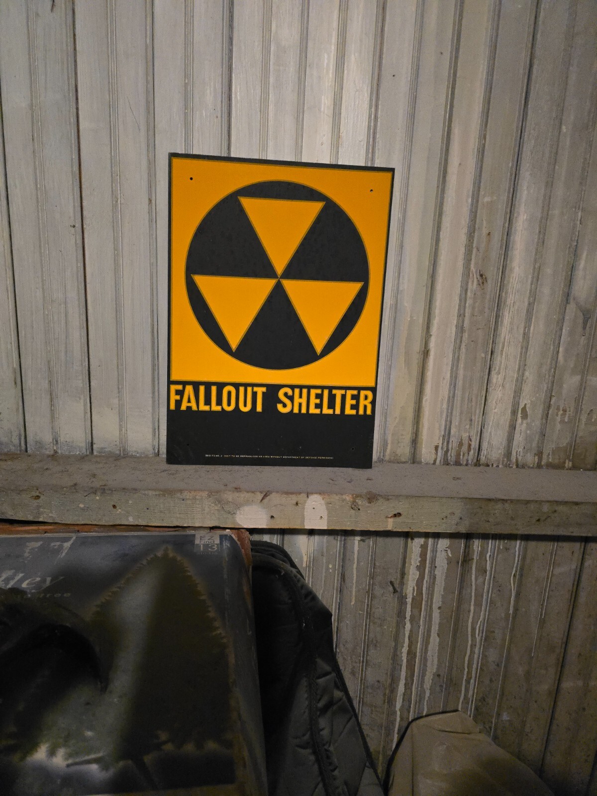 Vintage Fallout Shelter Sign 10x14, Authentic 1950s-60s Government Issue