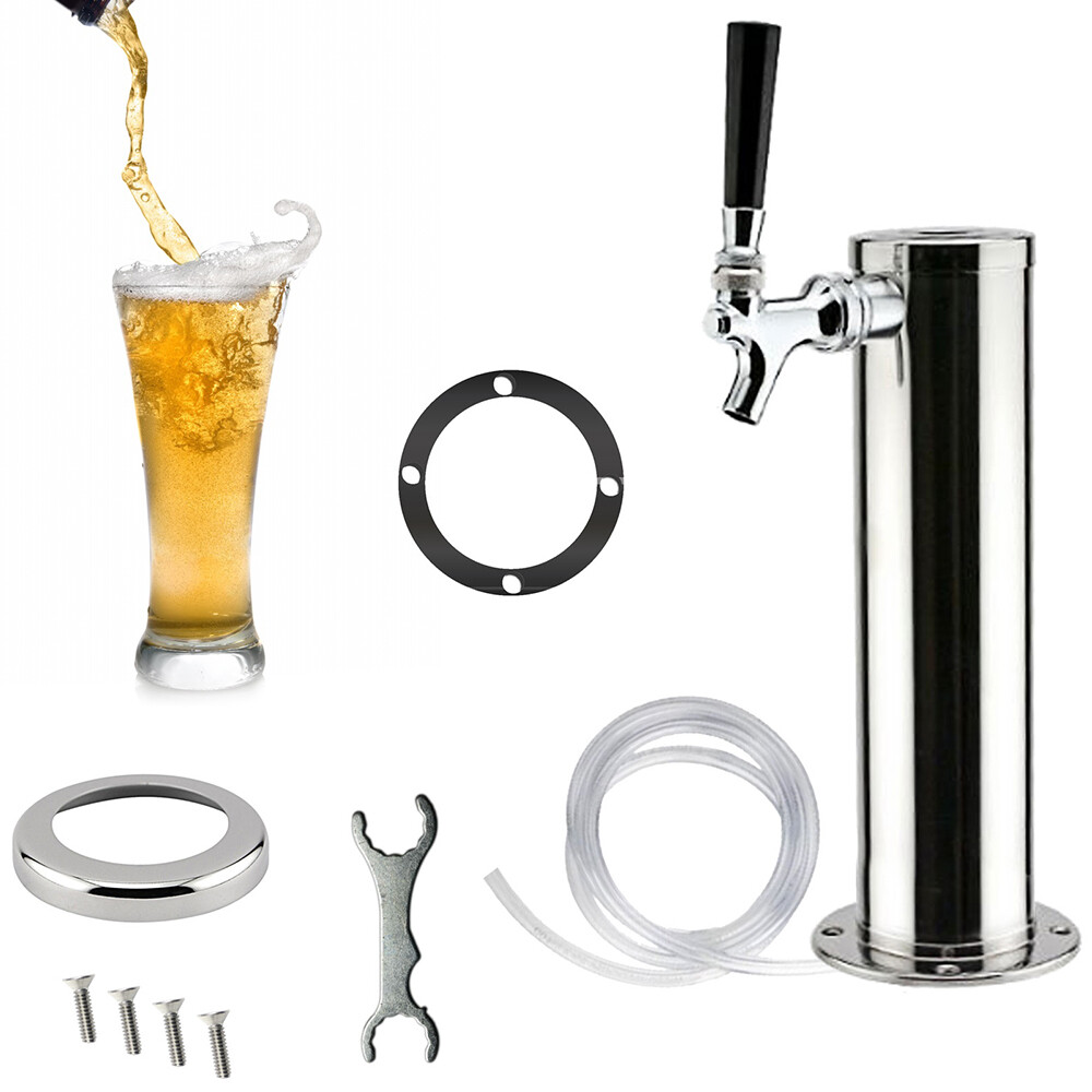 Single Tap Draft Beer Tower Faucet Tap Stainless Steel Homebrew Kegerator Chrome