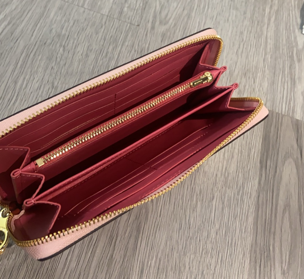 NEW Coach Long Zip Around Wallet In Signature Canvas CW778 Powder Pink