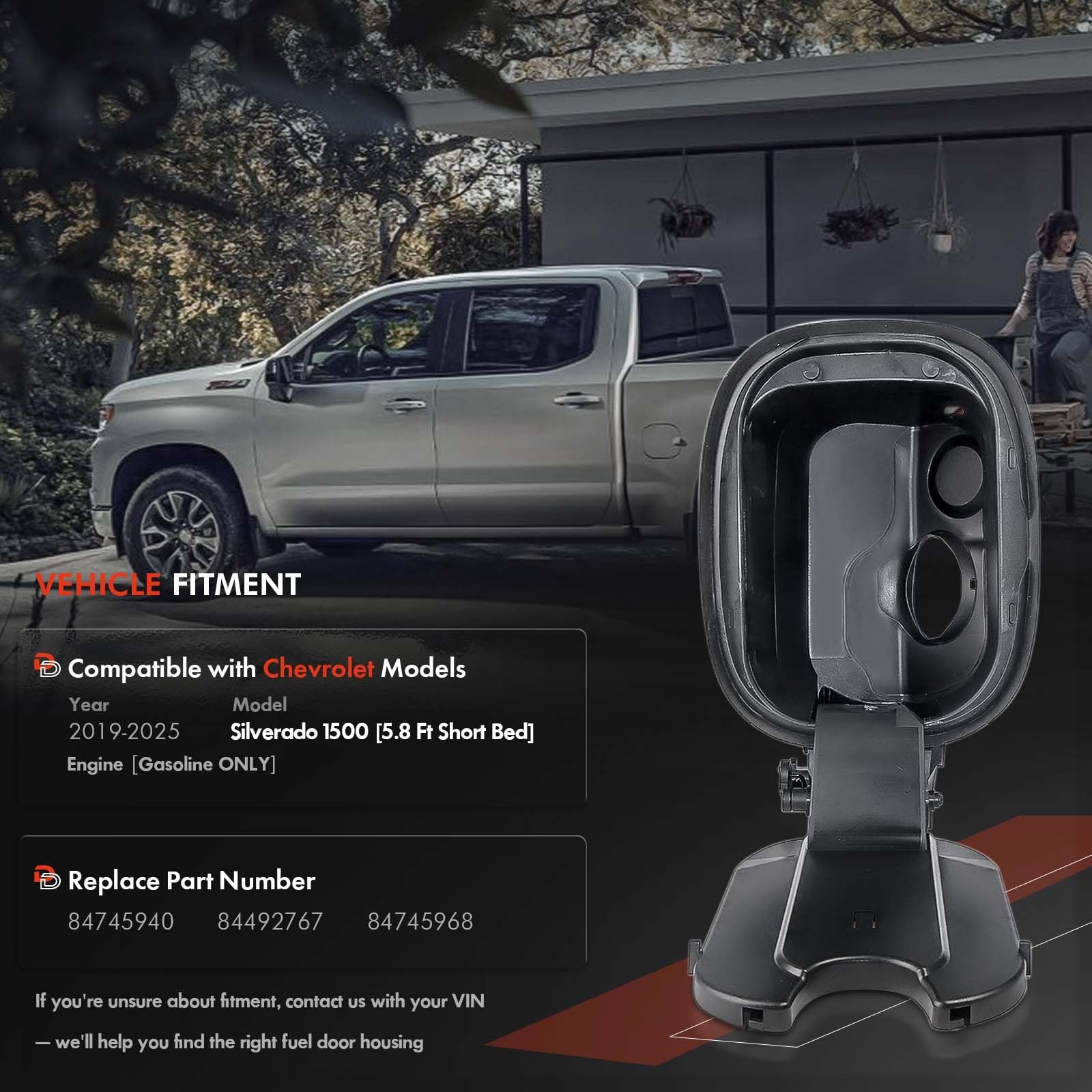 Fuel Tank Filler Pipe for Chevy Silverado 1500 2019-2025 Gas Cap Assembly