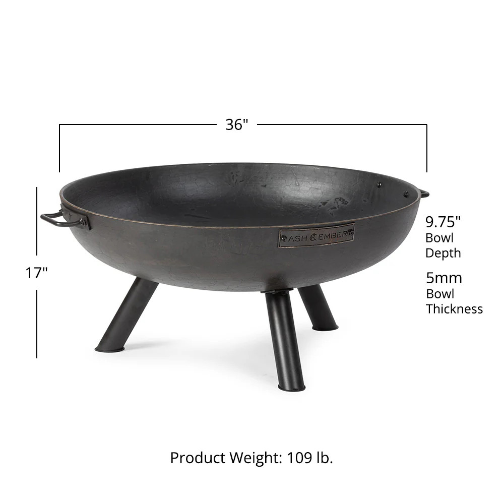 Ash & Ember 36" Ellipse Fire Pit, Heavy-Duty Cast Iron with High-Temp Paint