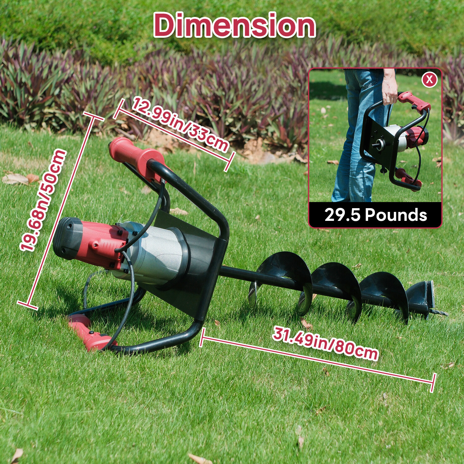 1500W Electric Auger Post Hole Digger with Extension Rods