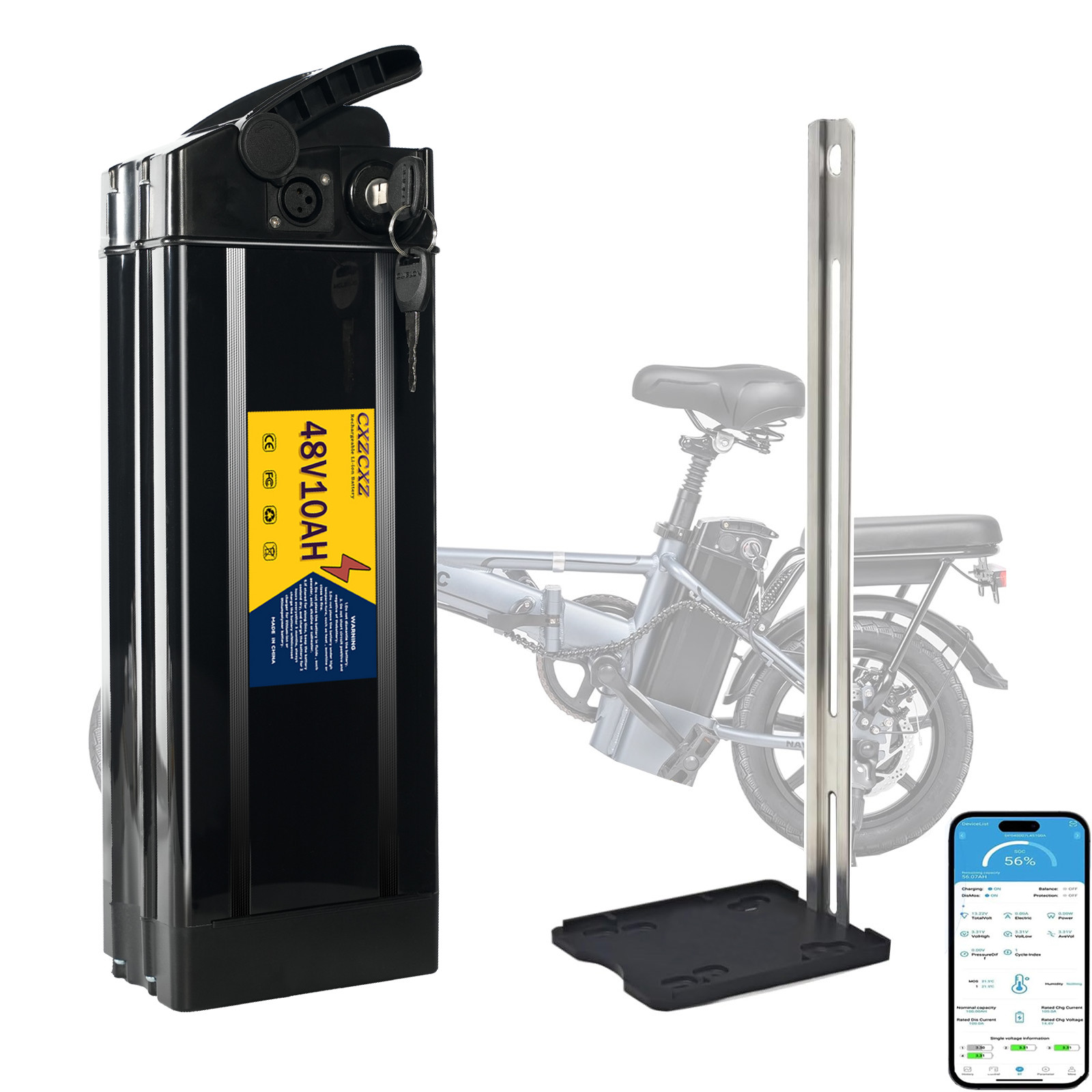 48V 10Ah Folding Electric Bike 48V Lithium Battery For EBike Battery 0-1000W BMS