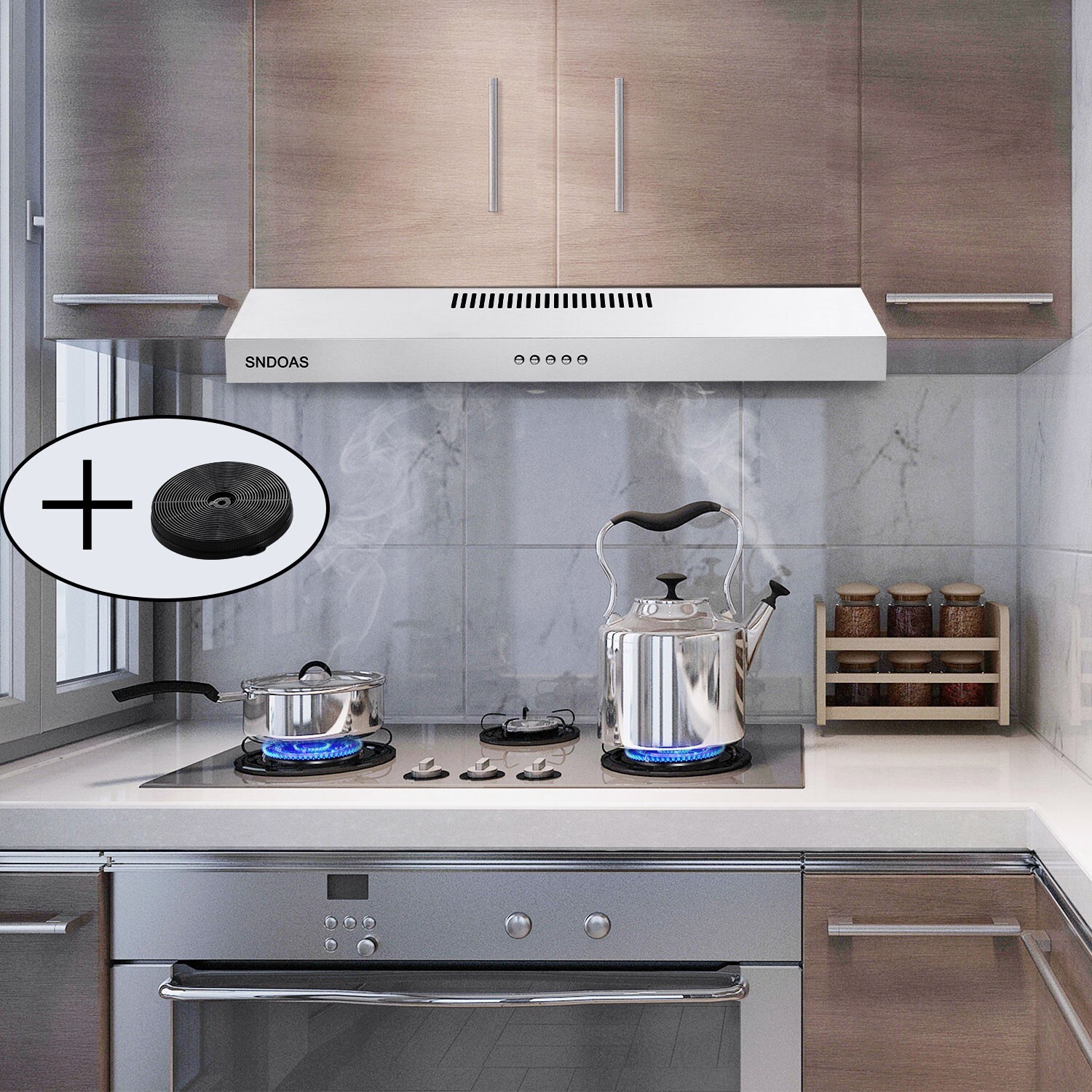 Kitchen Range Hood 30 inch Under Cabinet Cook Vent 230CFM Fan Ducted/Ductless