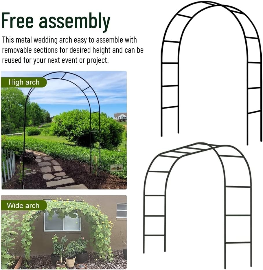 7.9 Ft Arco De Metal Para Decoracion Boda Flores Jardin Rosas Trepadoras Plantas