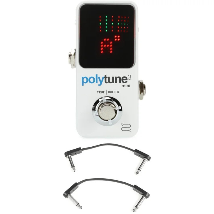 TC Electronic PolyTune 3 Mini Polyphonic Tuning Pedal with EBS Patch Cables