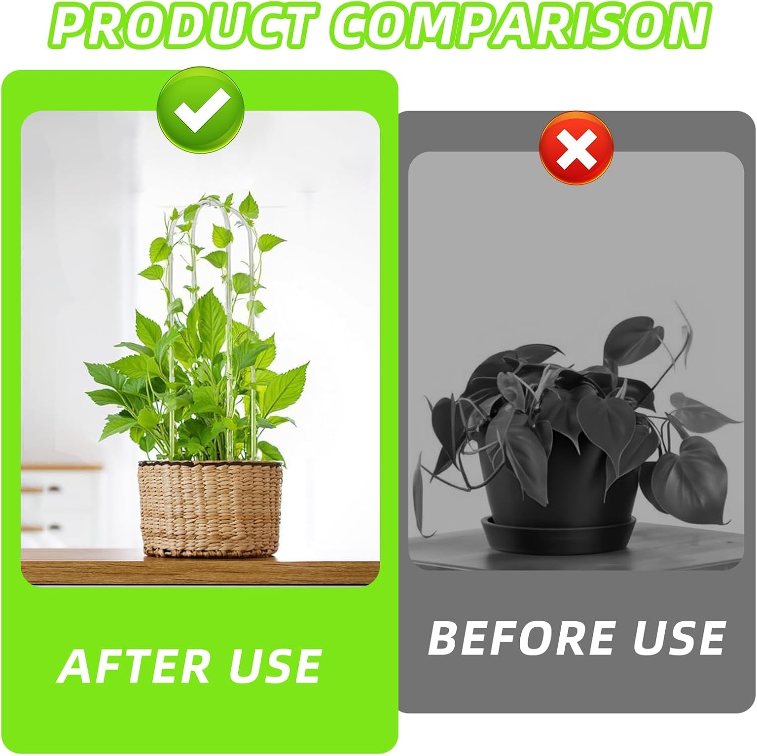 3 Pack U-Shaped Clear Acrylic Trellis 13.7" Indoor Plant Support for Hoya Pothos