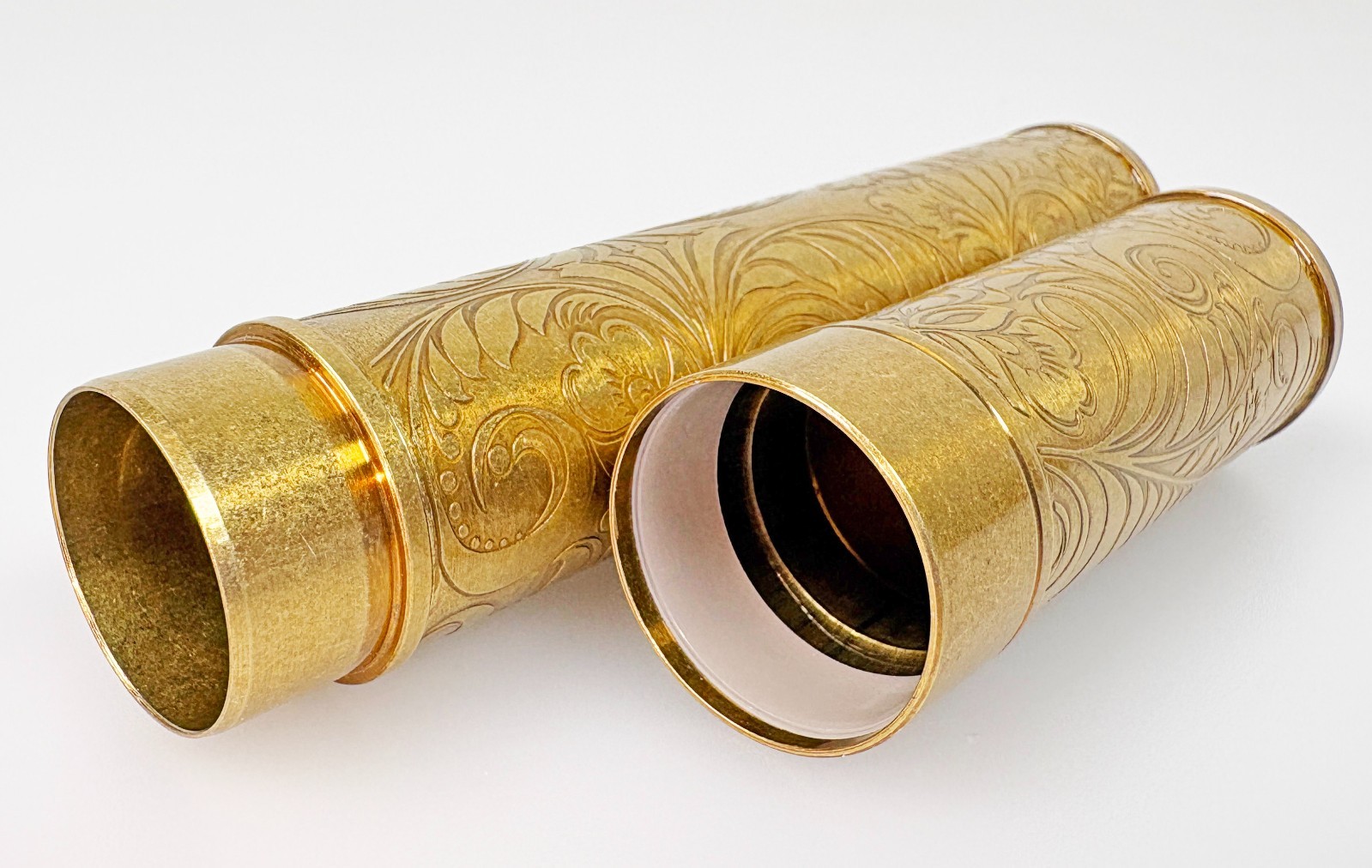 Golden Brass Engraved Cigar Tube Case Tubos Metal Portable Travel Storage Holder