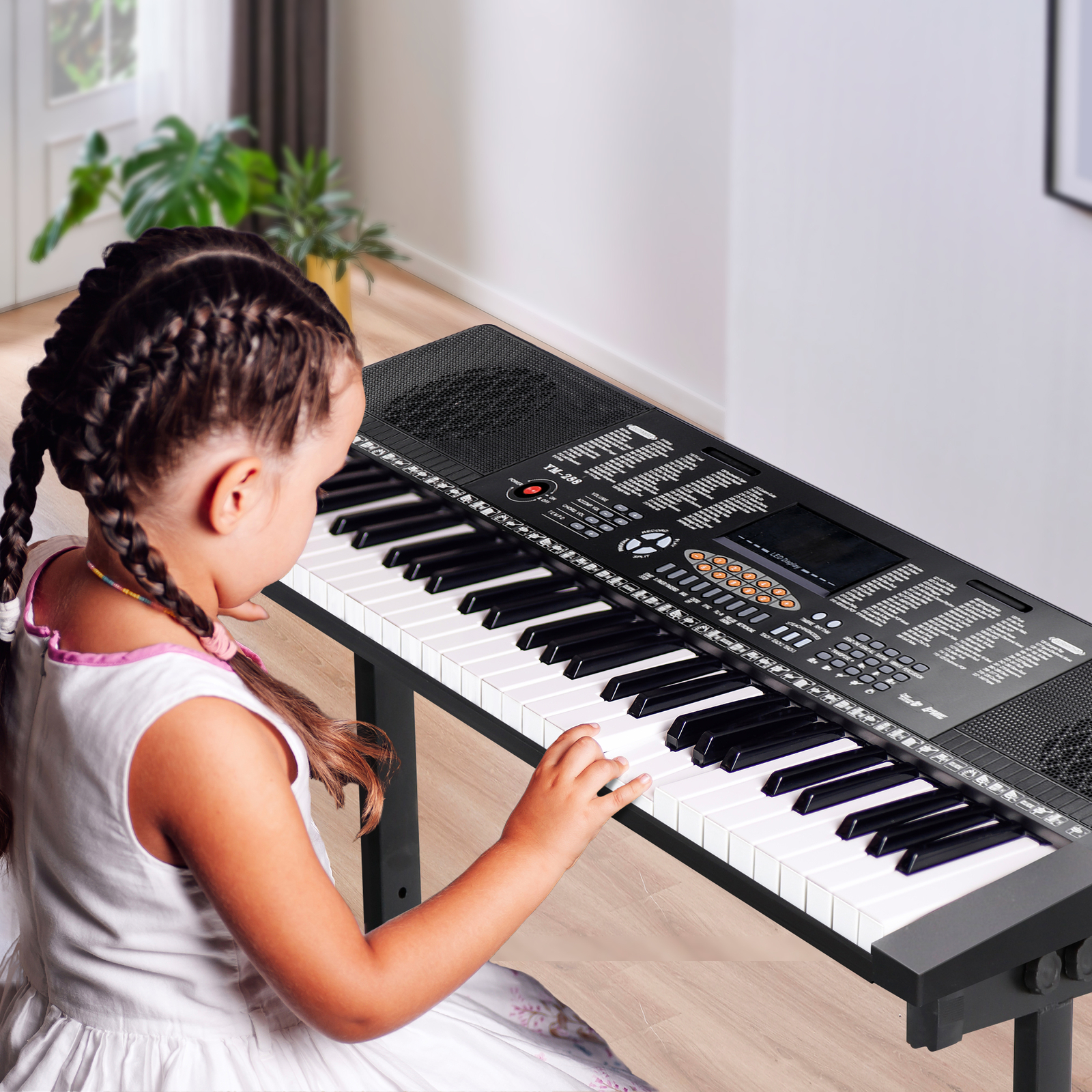 61-Key Electric Keyboard Piano with Stand, Headphones, Microphone